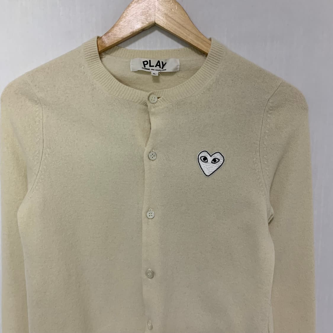 꼼데가르송 플레이 빈티지 니트 가디건 아이보리 여성 L 상품이미지3