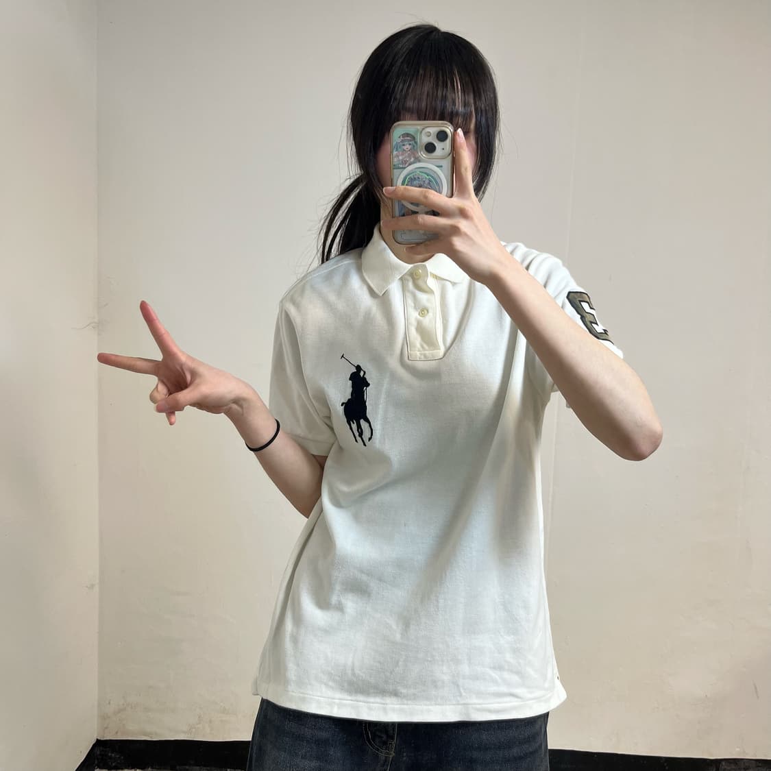 Polo white big pony collar t-shirt 상품이미지2