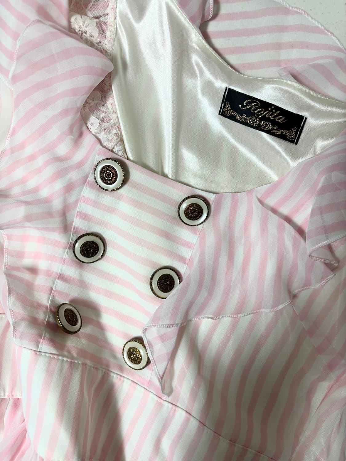 rojita 로지타 히메갸루 백리본 핑크 스트라이프 탑 /로걀달천양산형 상품이미지3