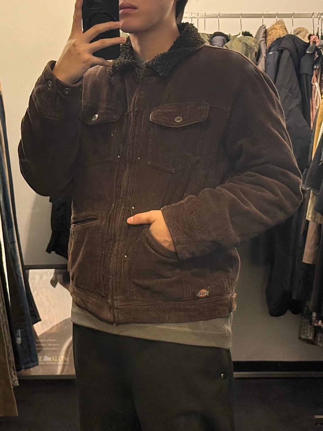 디키즈 브라운 갈색 양털 골덴 코듀로이 쉐르파 트러커 워크 자켓 웨스턴  상품이미지1