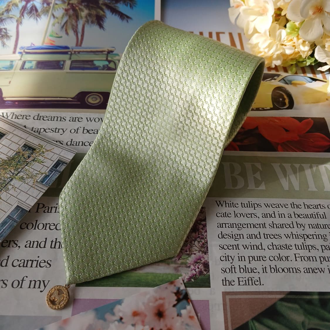 메트로시티 실크 그린 자카드 패턴 넥타이 8.9cm A+등급 A19694 상품이미지4