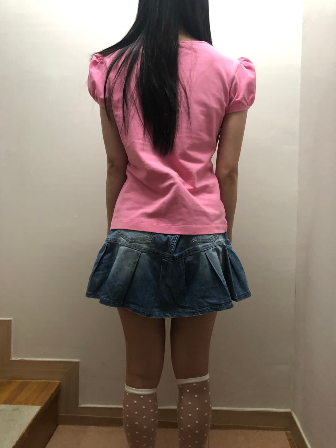빈티지 데님 플리츠 미니 스커트 상품이미지8