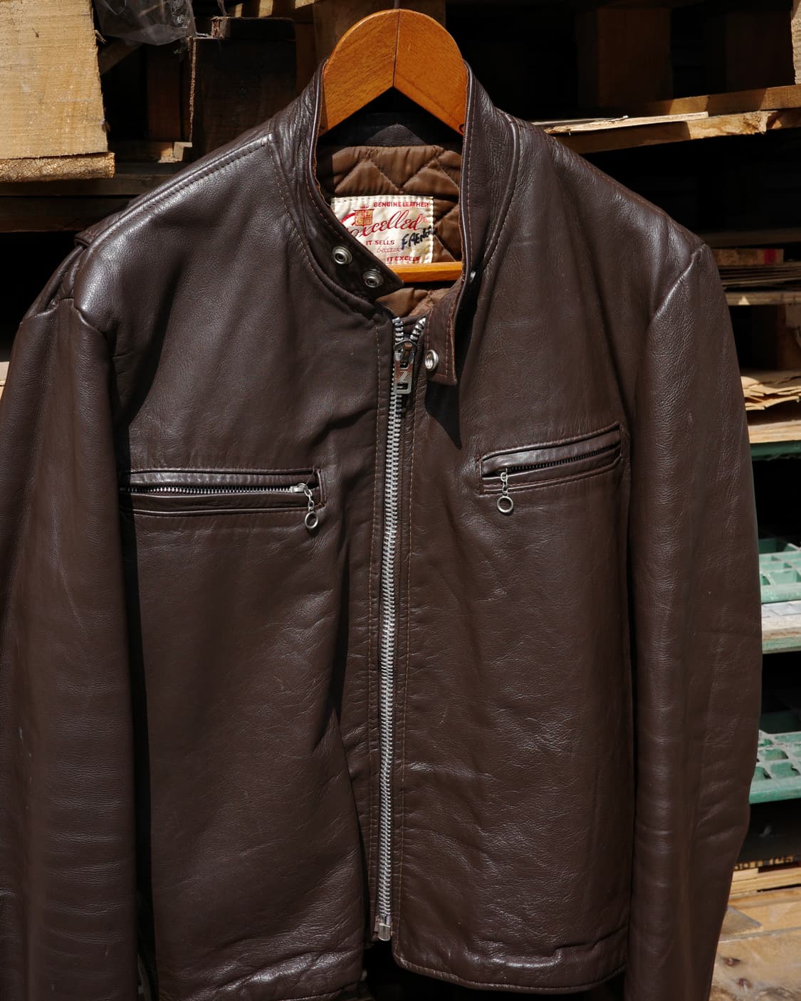 70s Excelled 레더 카페레이서 모터사이클 자켓 상품이미지2