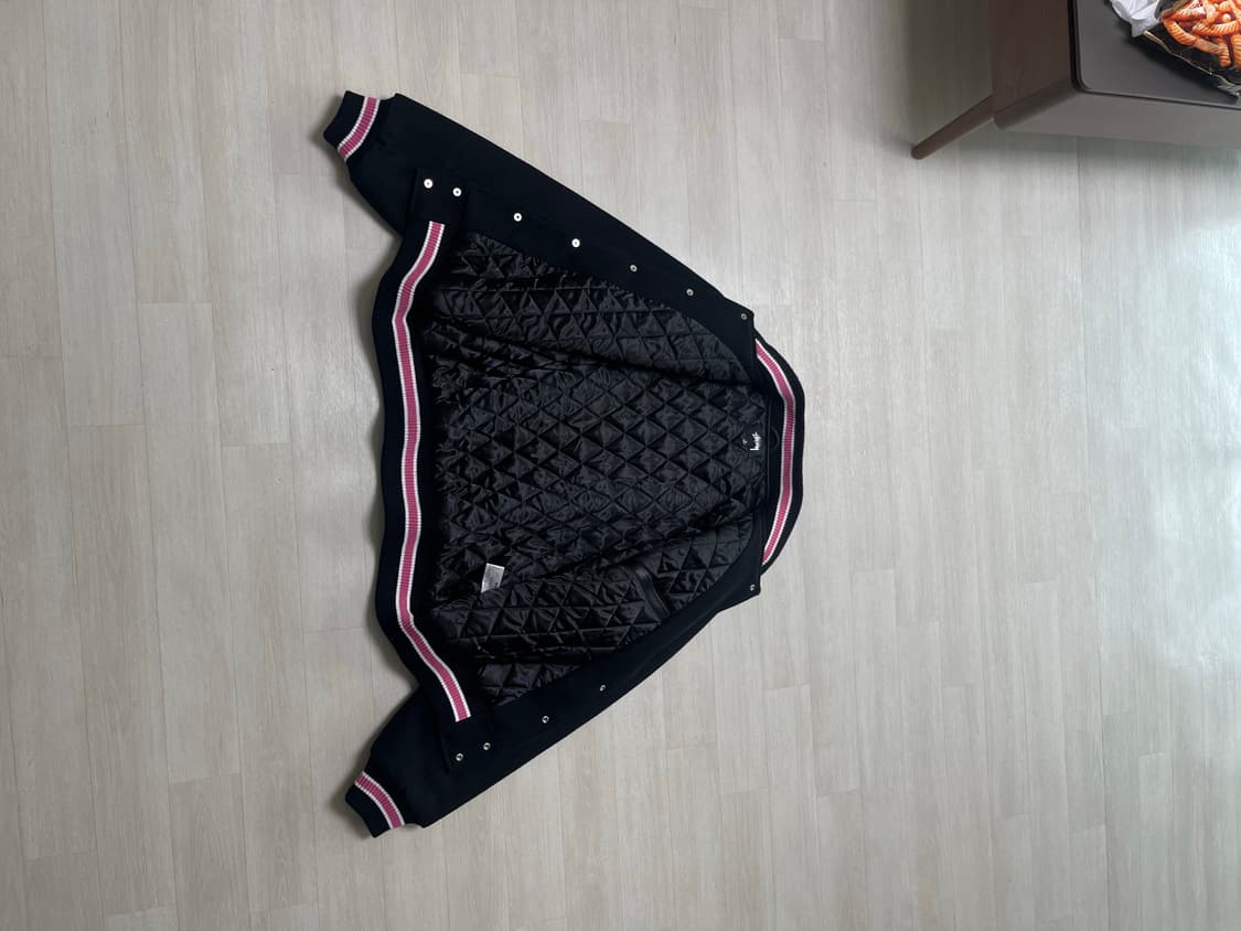 스투시 S 토크 멜튼 바시티 자켓 블랙 M 상품이미지4