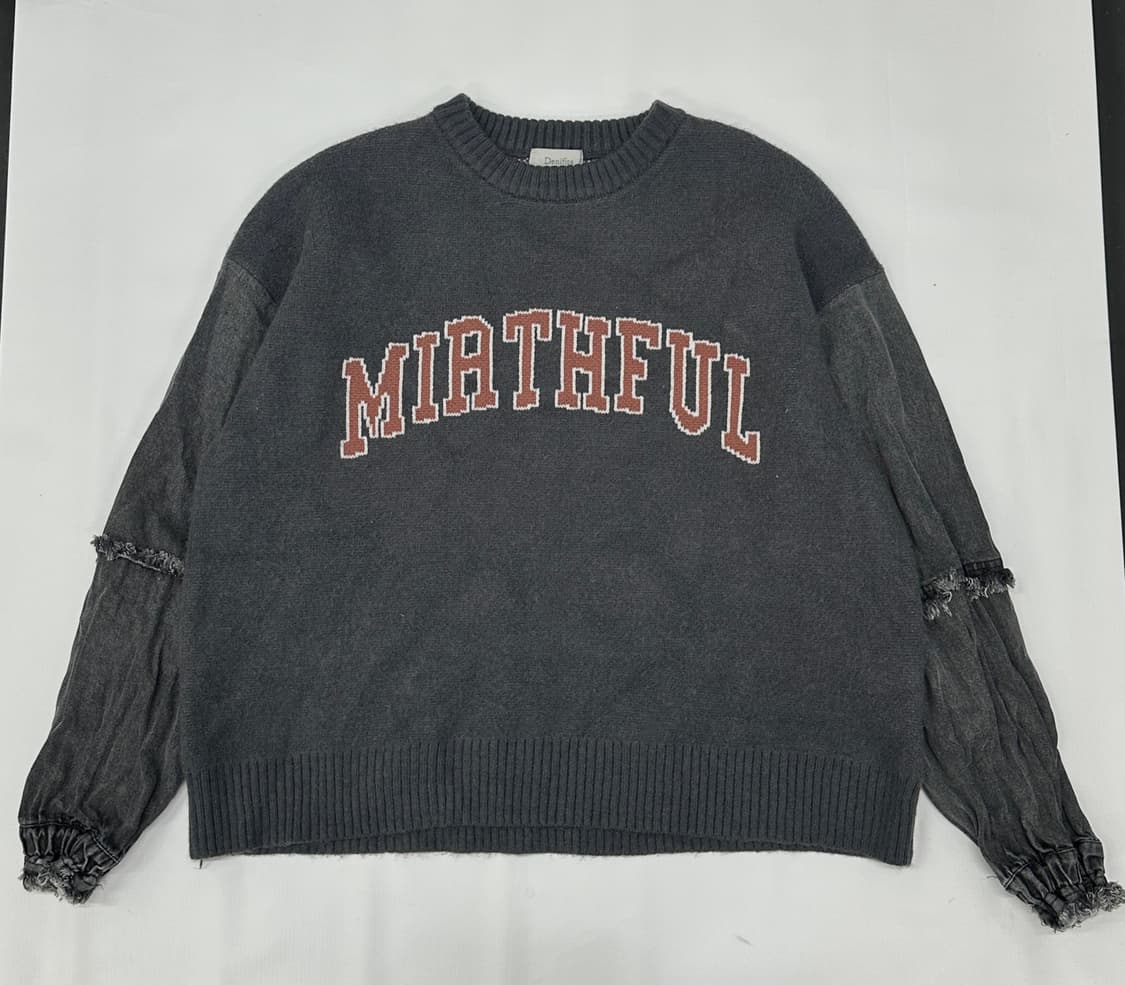 피그먼트 데님 포인트 맨투맨 그레이 니트 보헤미안 일본 빈티지 펑크 상품이미지3