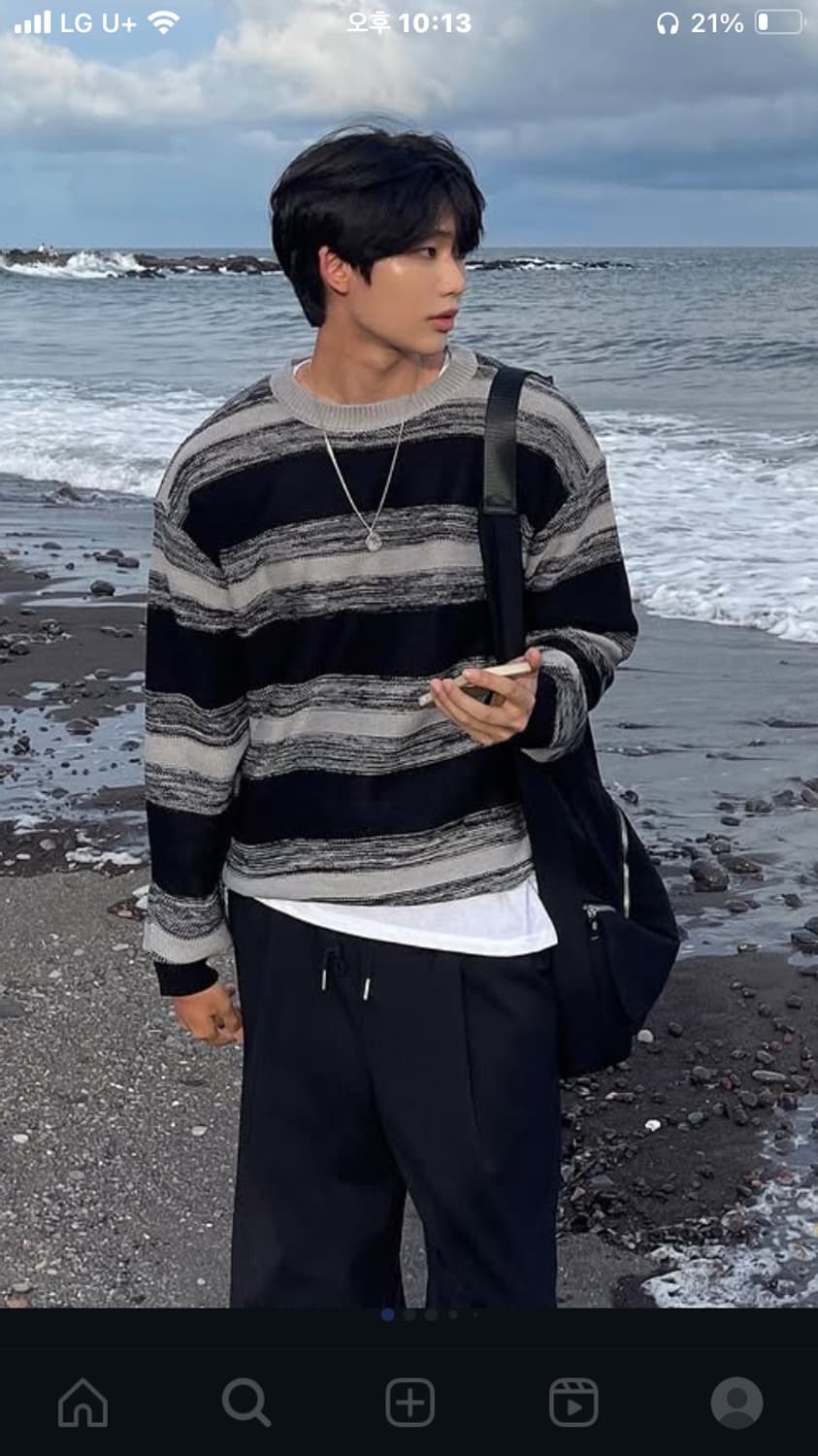 단가라 니트L 상품이미지1