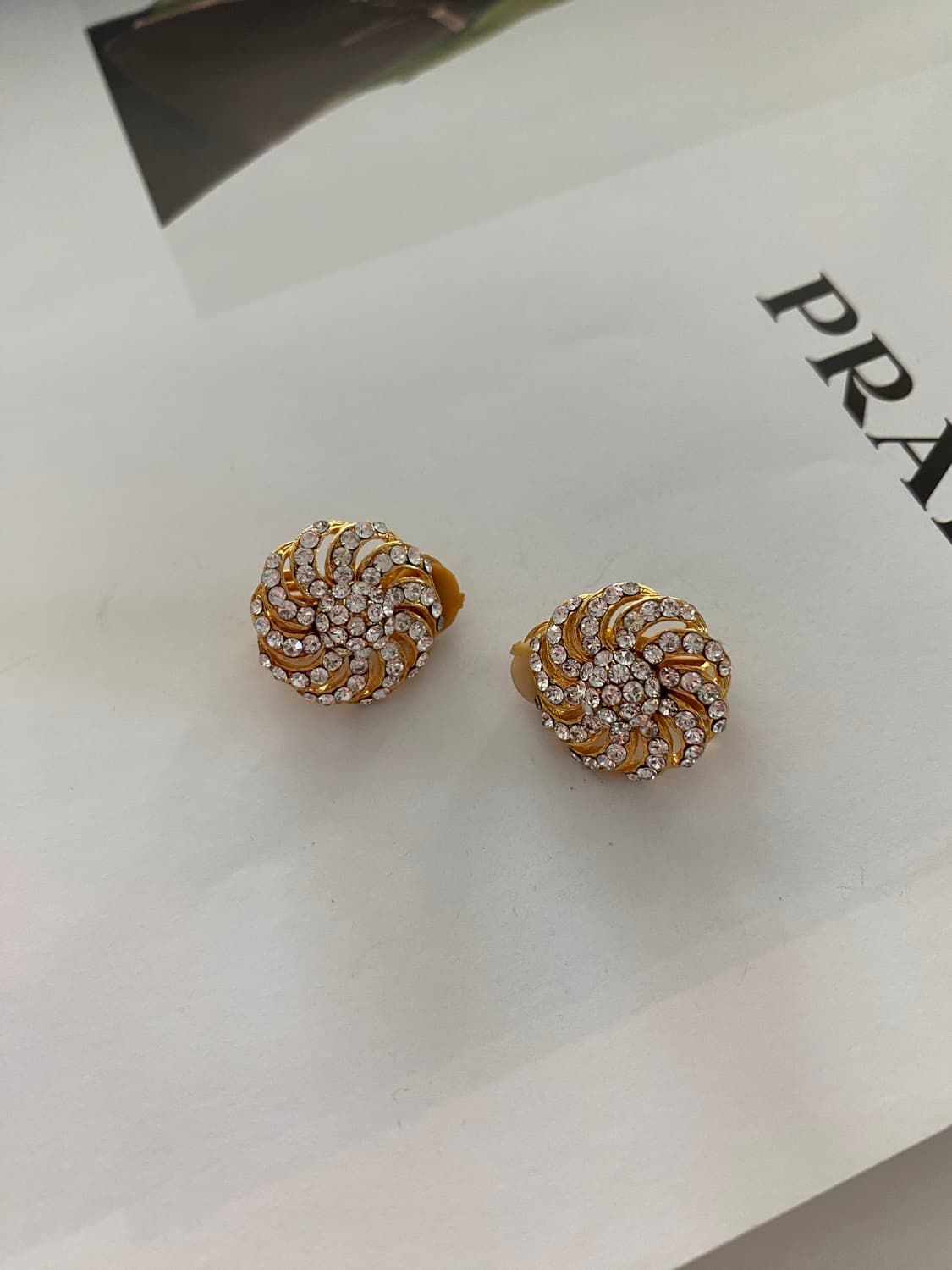 빈티지 금장 큐빅 원형 귀걸이 귀찌 상품이미지6