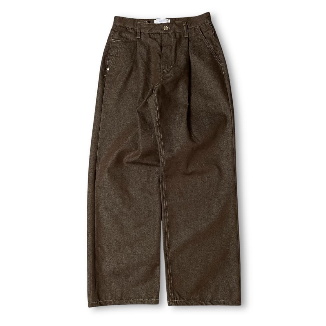 (30) 미나브 브라운 와이드 핀턱 데님 팬츠 M 상품이미지1