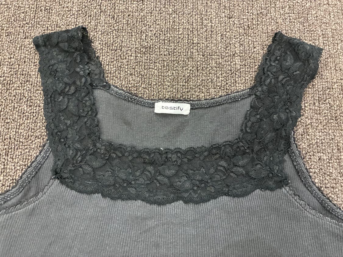 M)Japanese vintage 여성 레이스 디테일 차콜 나시 상품이미지2