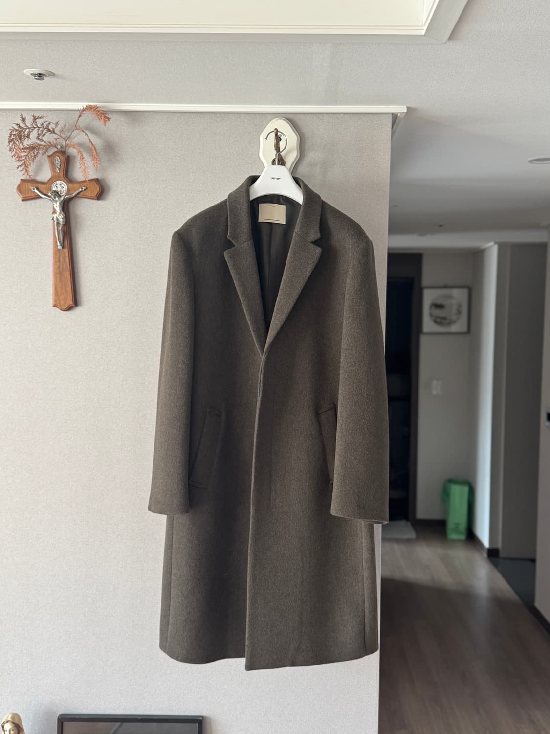 포터리 캐시미어 싱글코트 카키브라운 4사이즈 새상품 상품이미지1