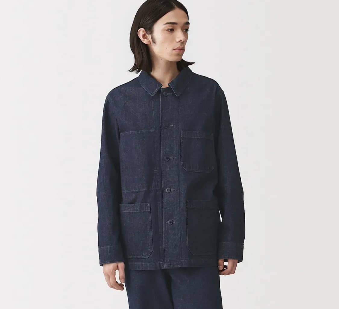 <새상품>무인양품 케이폭 혼방 데님 커버올 재킷 워크자켓 빈티지 자켓 상품이미지3