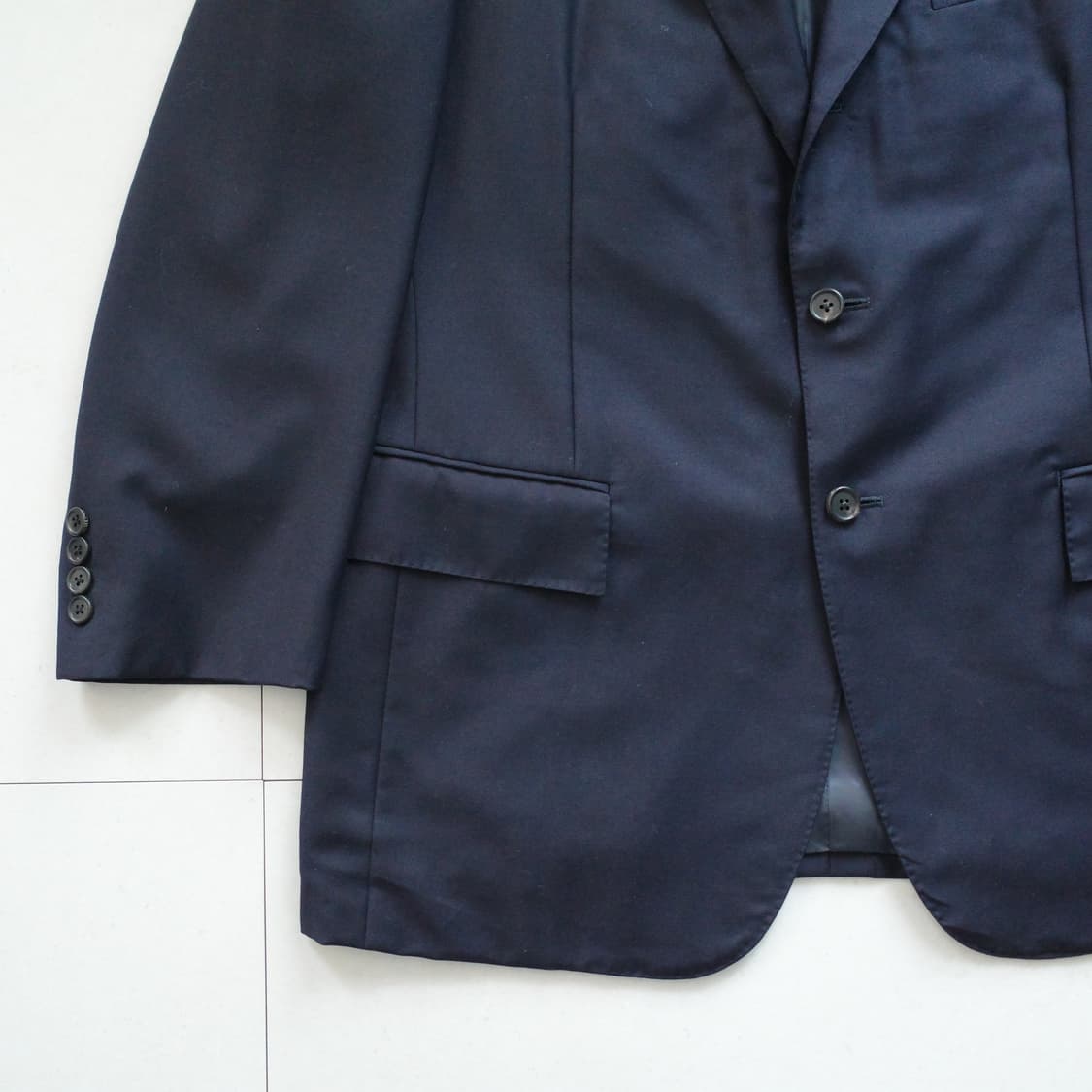 90s 폴로 랄프로렌 네이비 3버튼 울 블레이져 자켓 일본 생산 상품이미지5