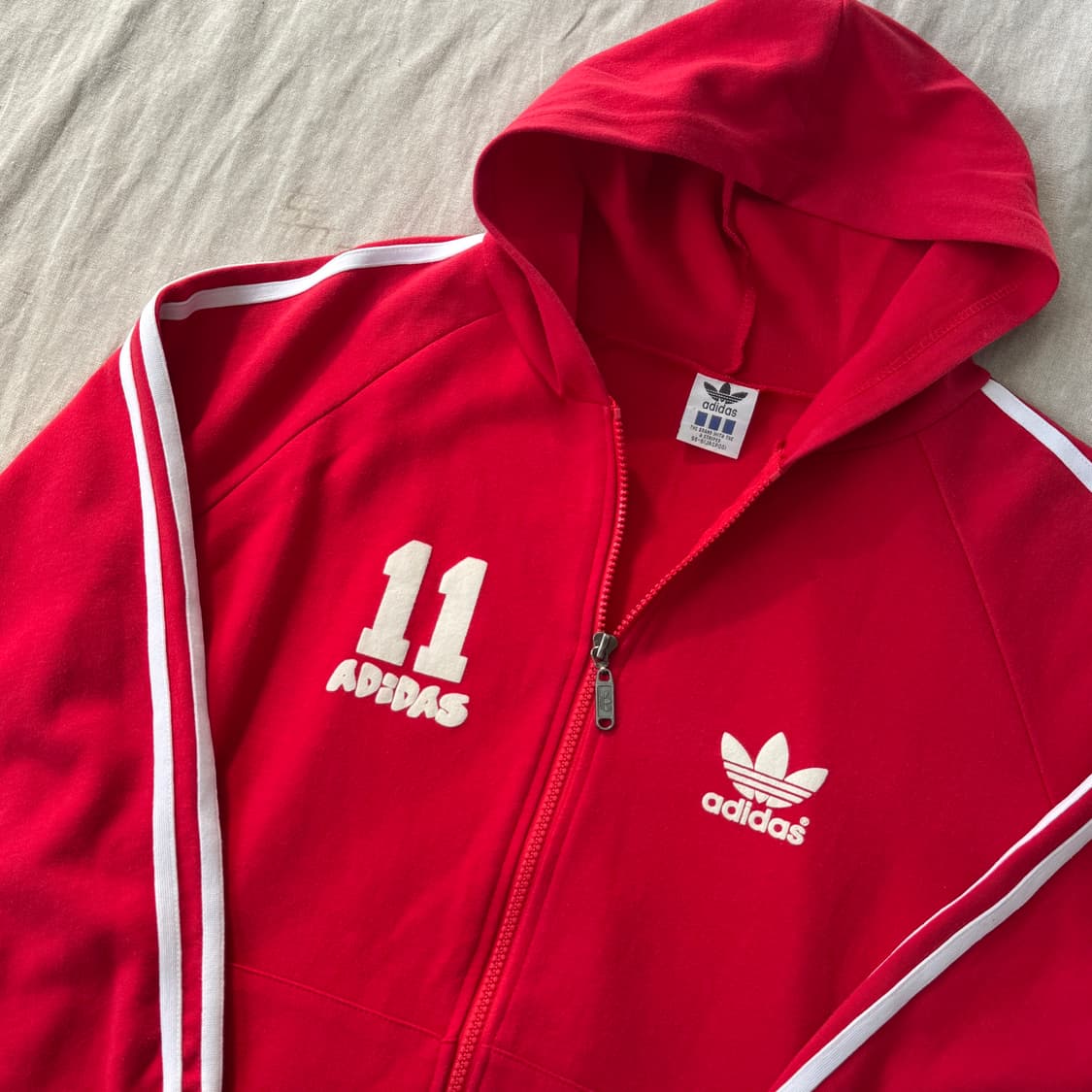 아디다스 90s 백로고 레드 후드집업 M 상품이미지3