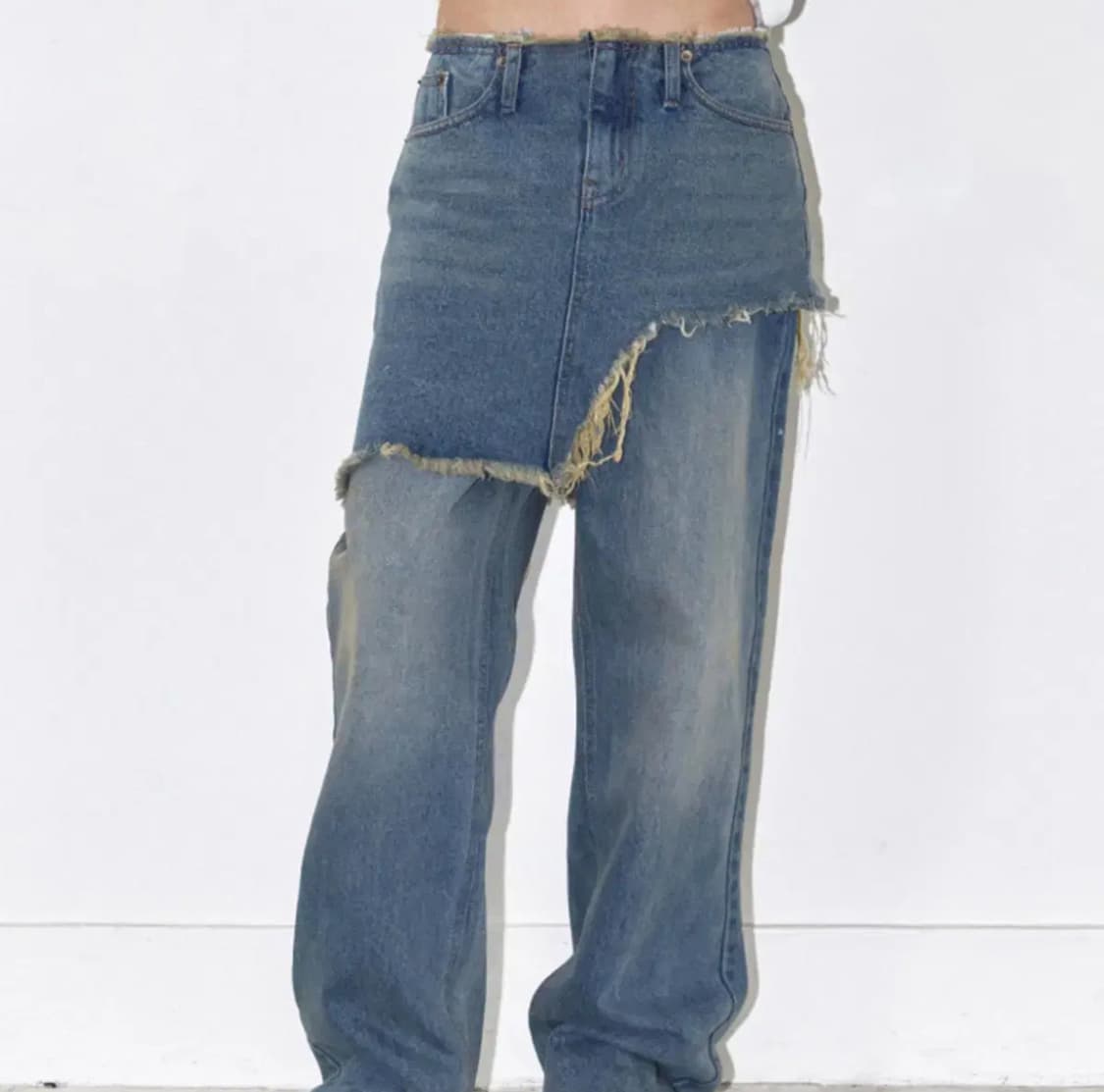 폴리수엠 레이어드 스커트 데님 팬츠 상품이미지1