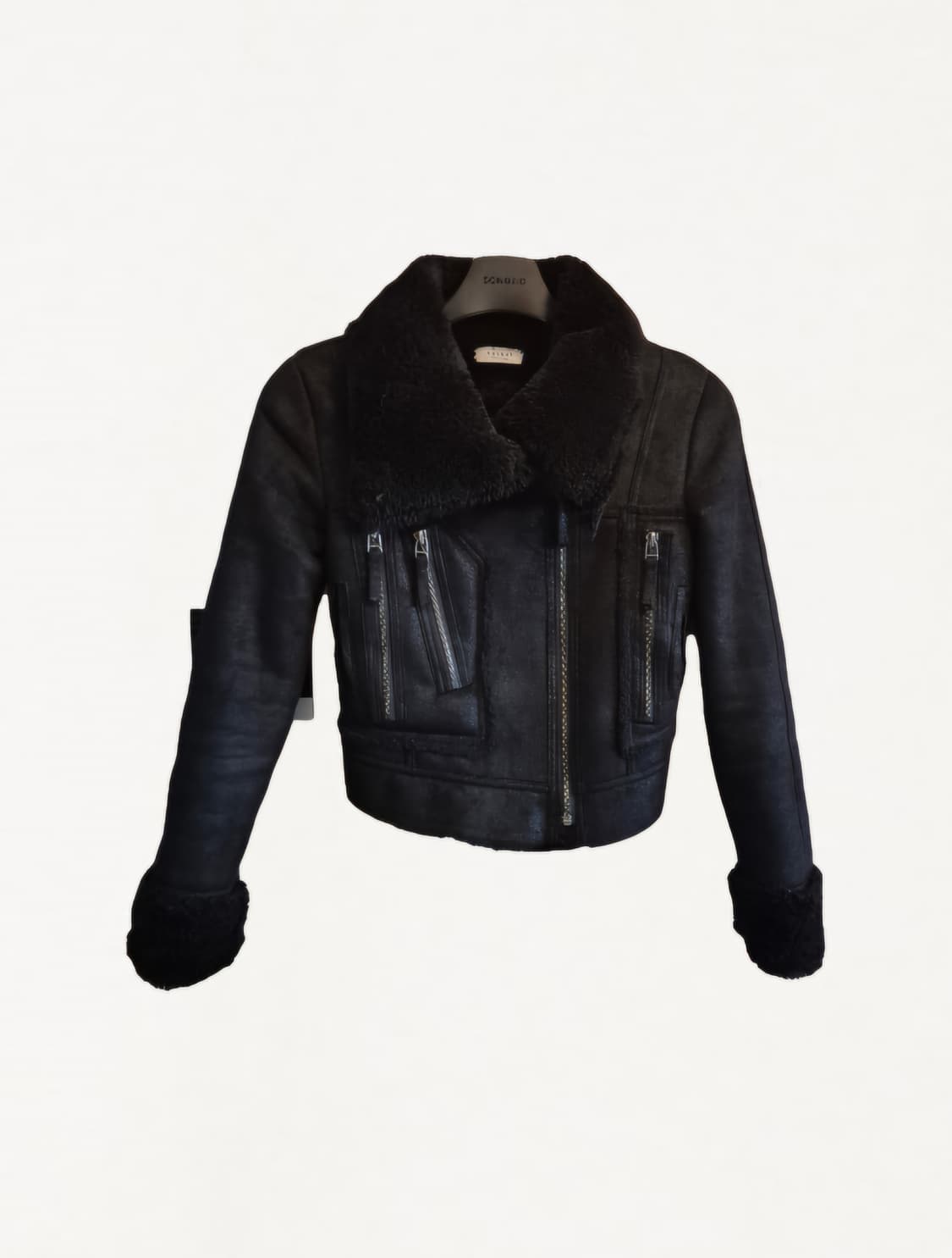 블랙 크롭 무스탕 상품이미지1