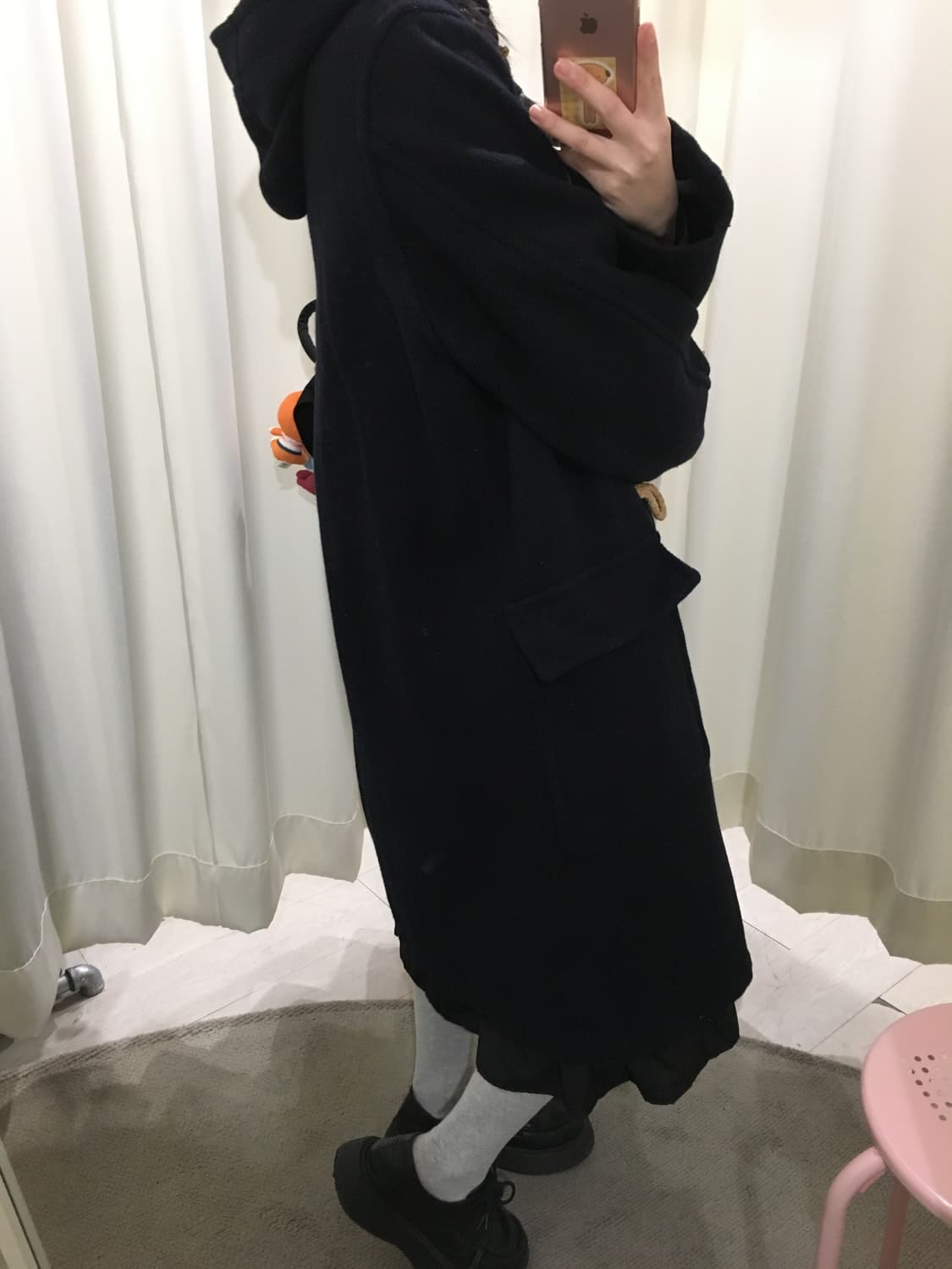 다크 네이비 후드 더플 코트 상품이미지4