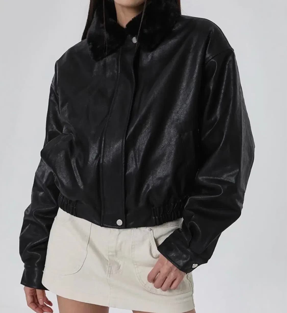 블랙업 크레시 퍼 레더 블루종 블랙 상품이미지2