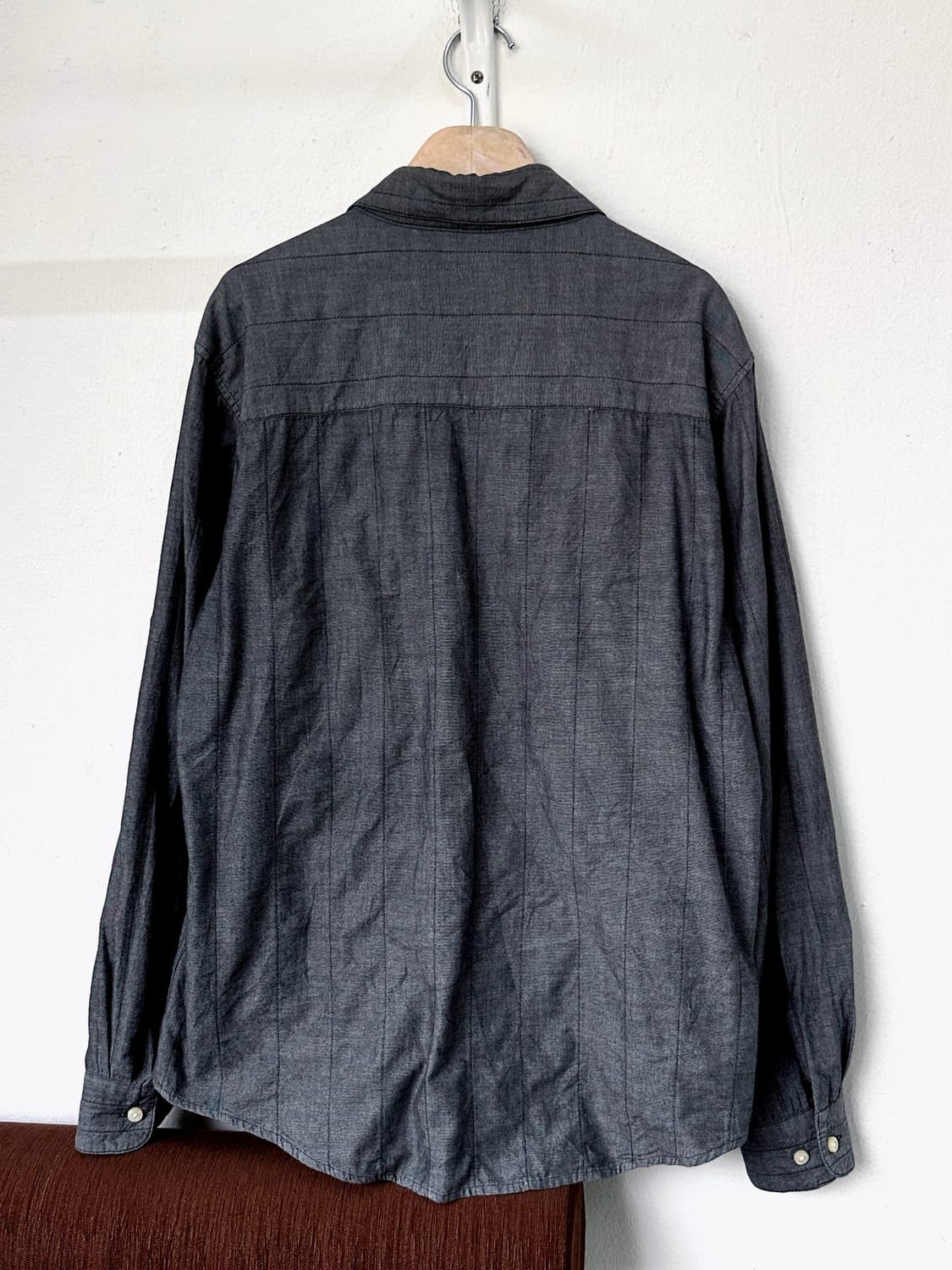 Cotton chambray panel cropped shirt 상품이미지5