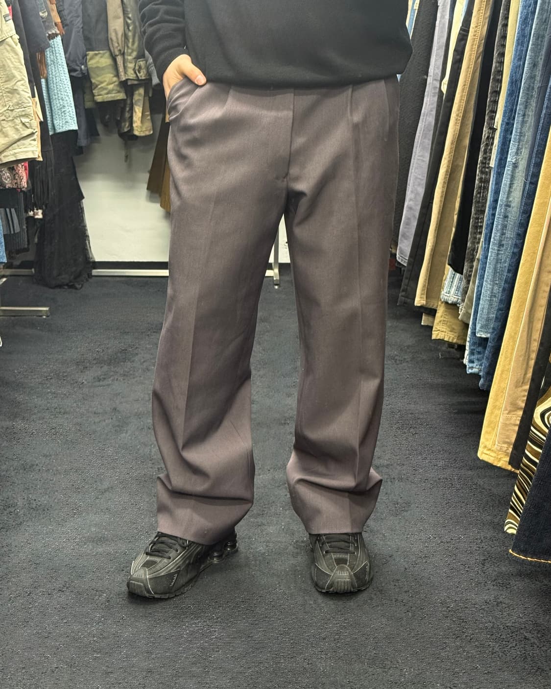 일본 연보라 퍼플 세미 와이드 슬랙스 통바지 32 일본 빈티지 워시드 상품이미지1