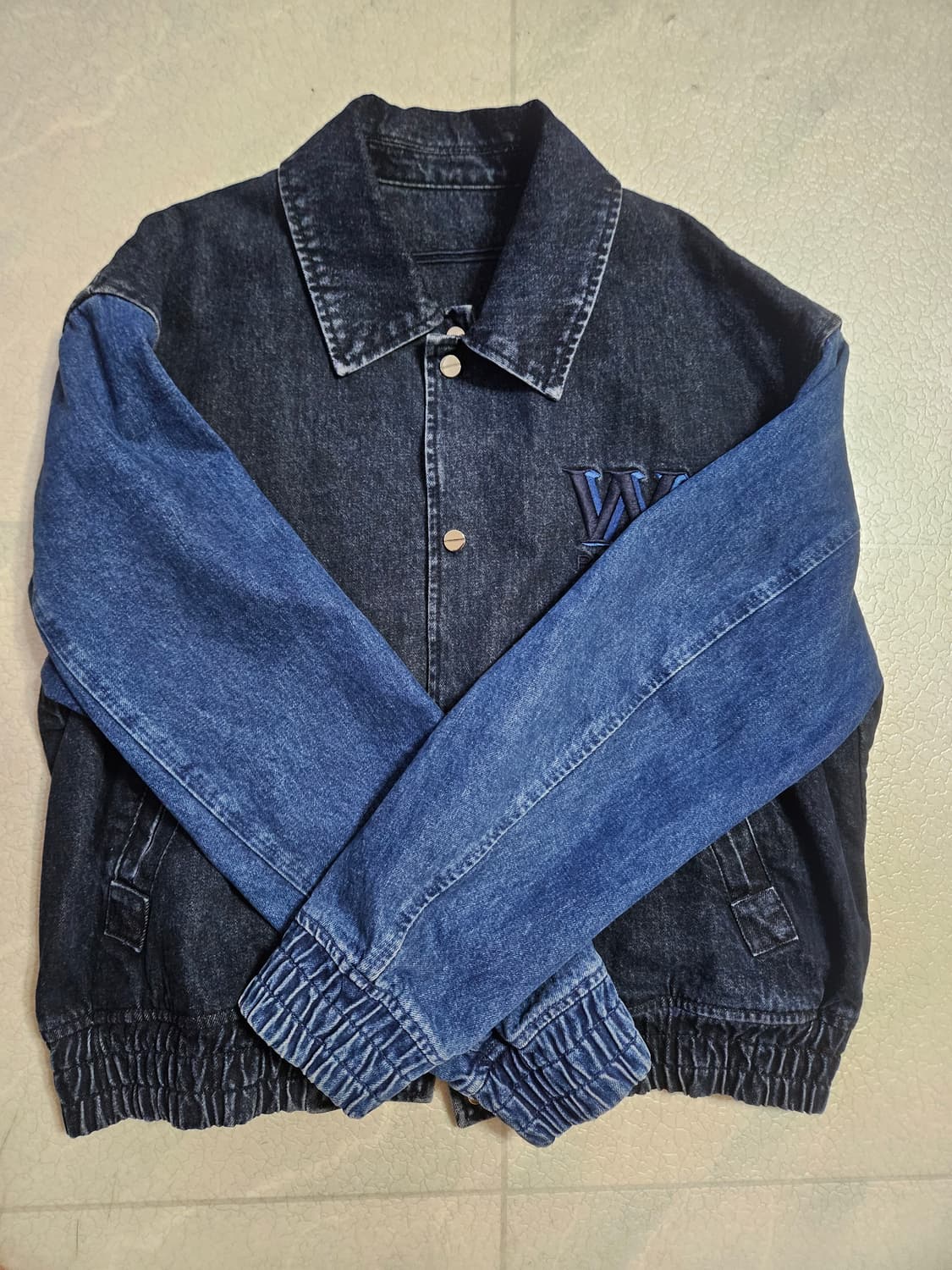 우영미 데님 바시티자켓 상품이미지1