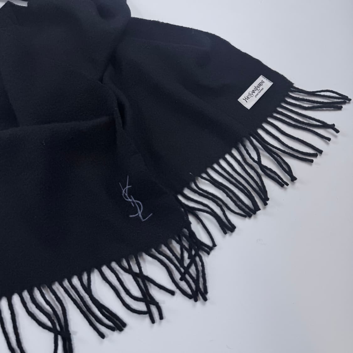 90s ysl 이브생로랑 블랙 울 캐시미어 머플러 상품이미지2