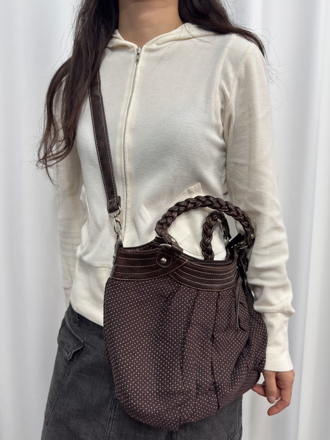hush hush brown dot design shoulderbag 상품이미지6