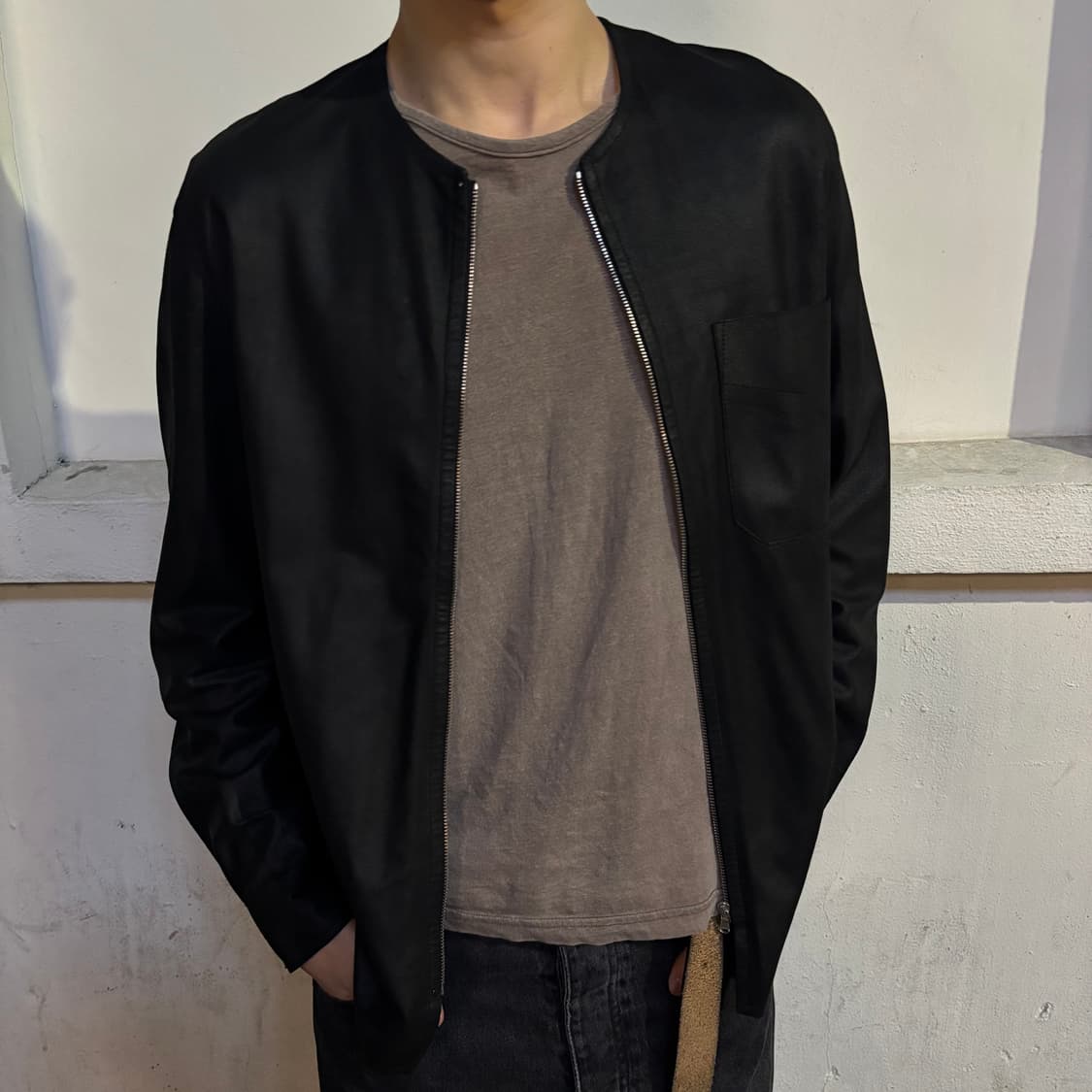 solid homme goat skin collarless jacket 상품이미지2