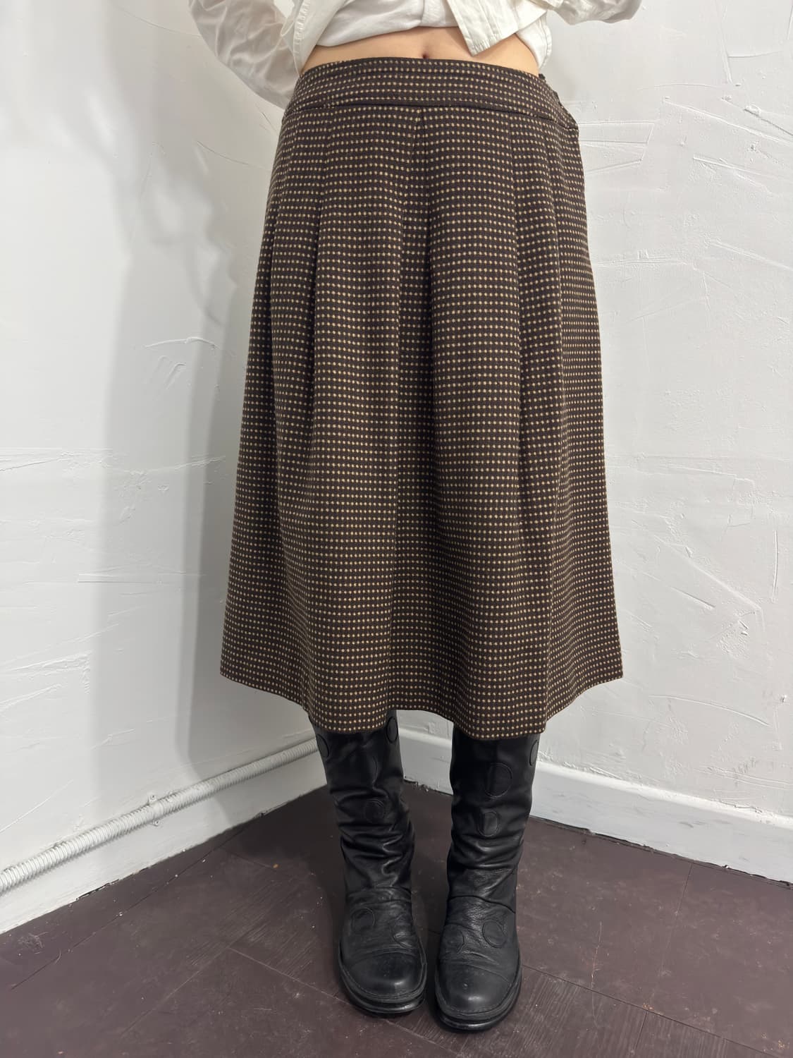 pinore brown dot midi skirt 상품이미지2