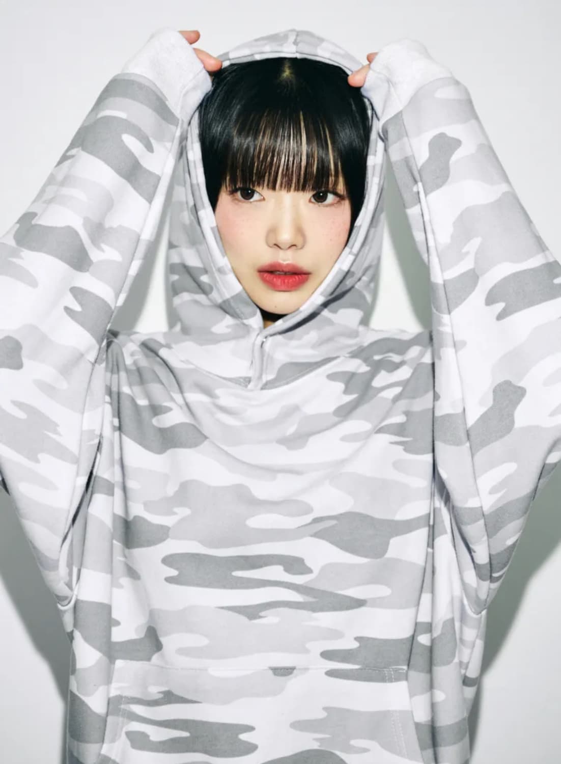 쏘비 버튼 카모 후드 화이트 상품이미지3