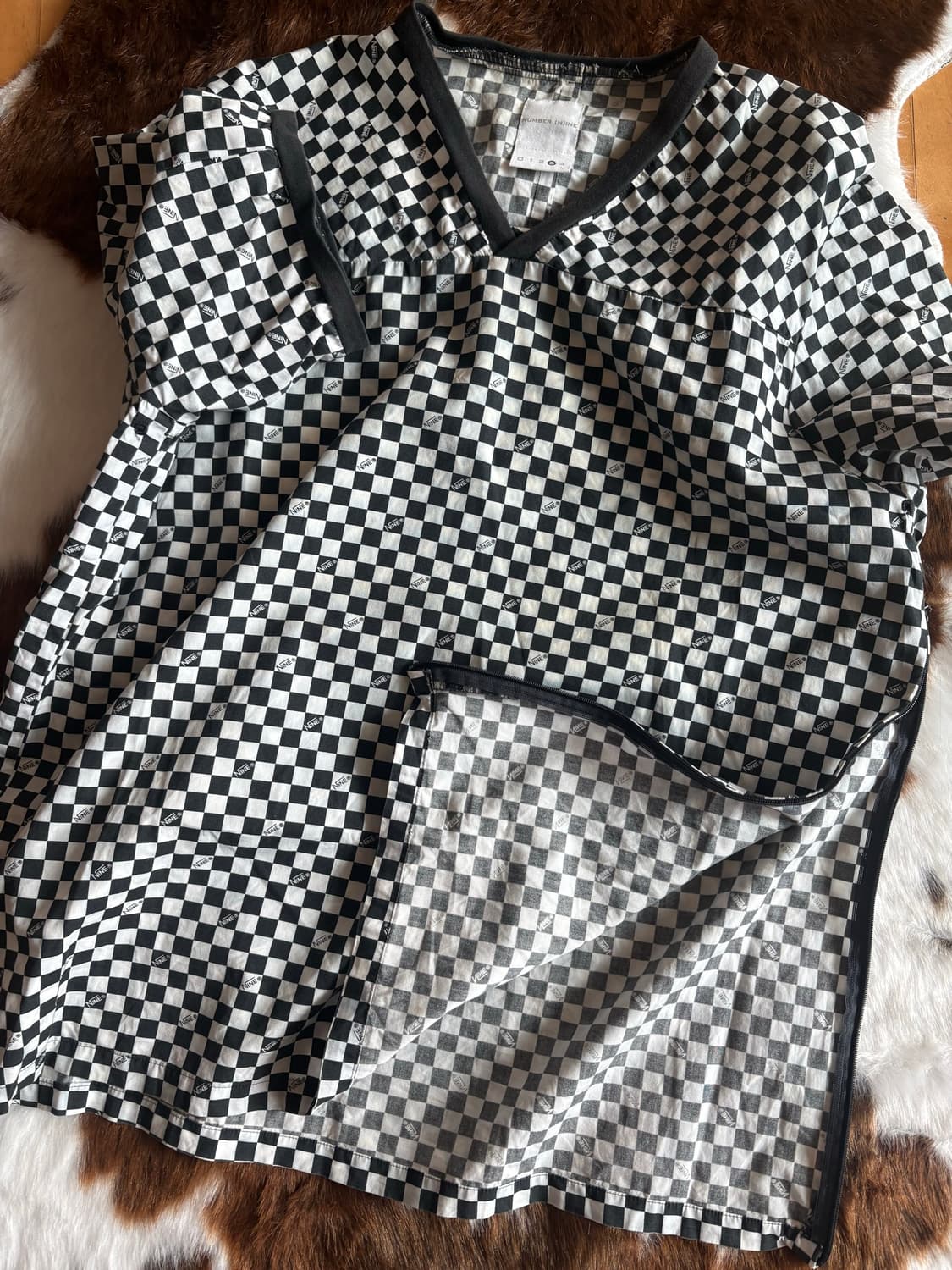 00ss Number (N)ine checkered 브이넥 숏슬리브 상품이미지3