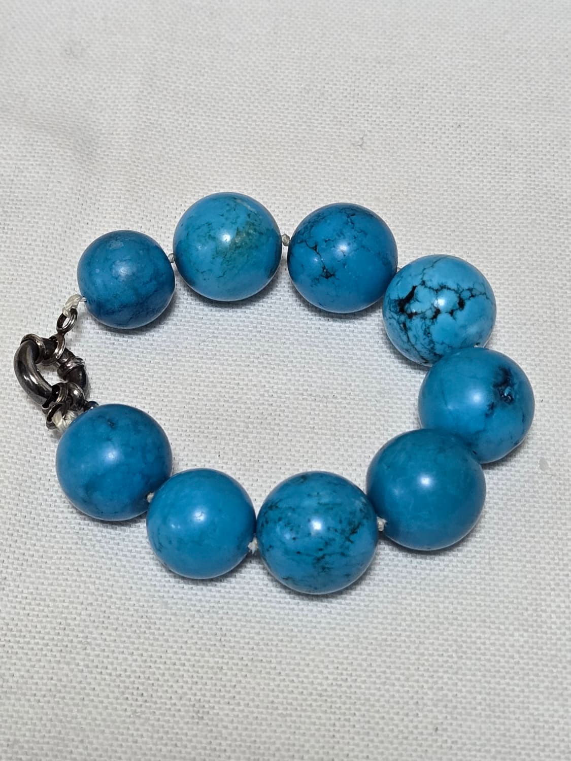 빈티지 터키석 볼드 비즈 팔찌 실버 925 잠금장치 상품이미지1