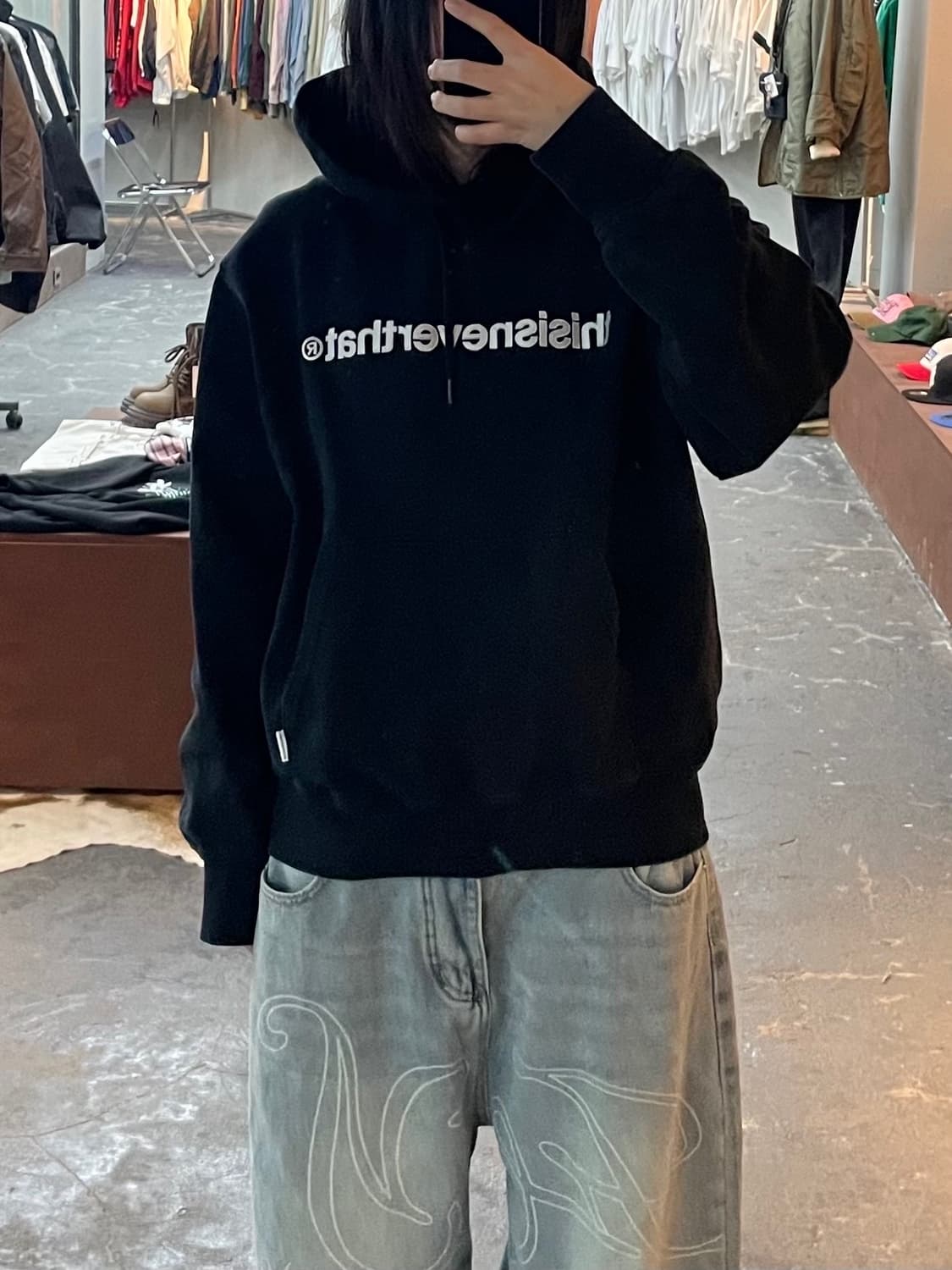 디스이즈네버댓 베이직 로고 블랙 후드티 H1691 상품이미지1