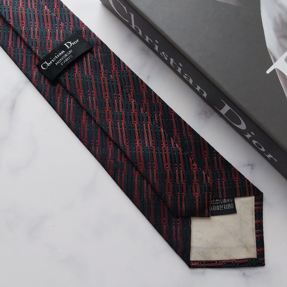 크리스찬 디올 실크 와인 패턴 넥타이 8.3cm A+~A등급 K1453
 상품이미지9