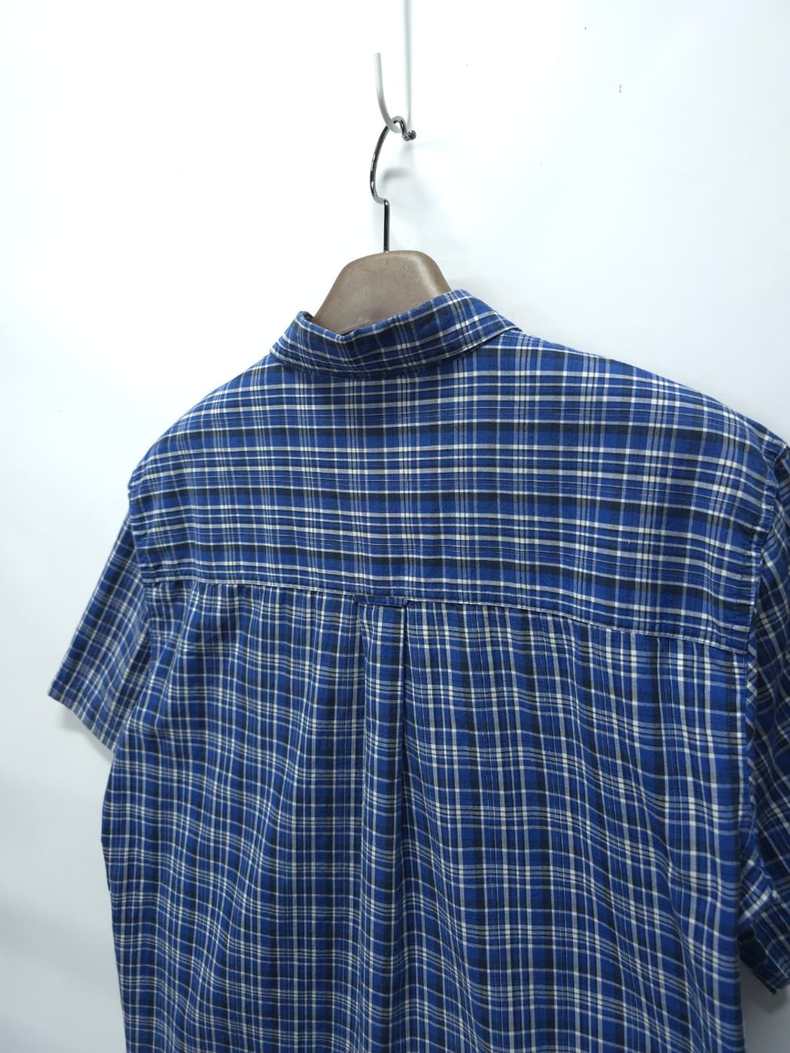 챕스(CHAPS) 블루 체크 오버핏 반팔 셔츠 (~105) 상품이미지6