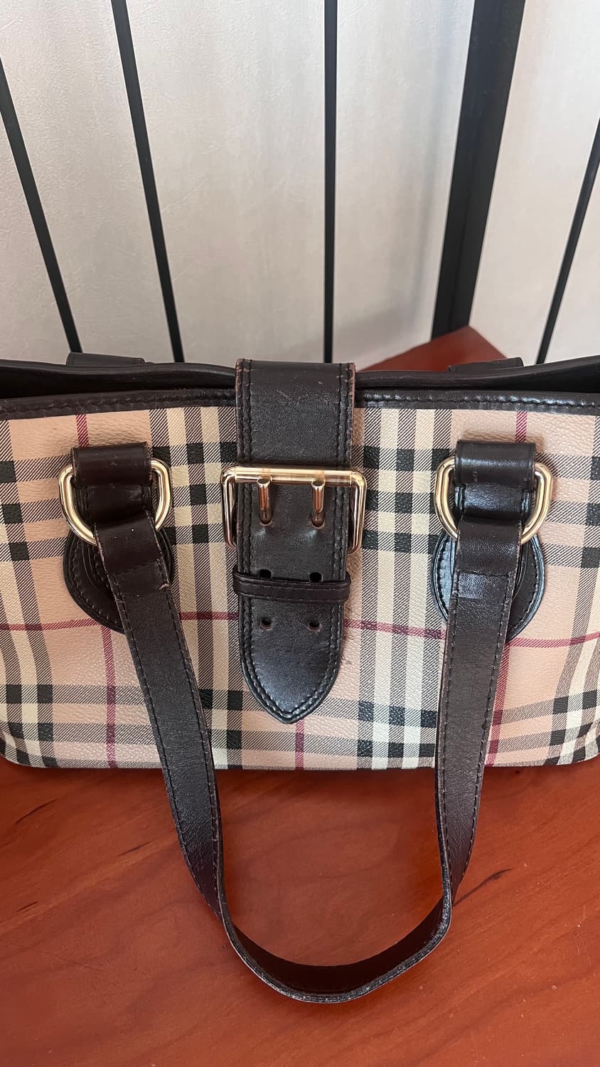 2000s Burberry 버버리 클래식 체크 레더 트리밍 토트백 상품이미지9