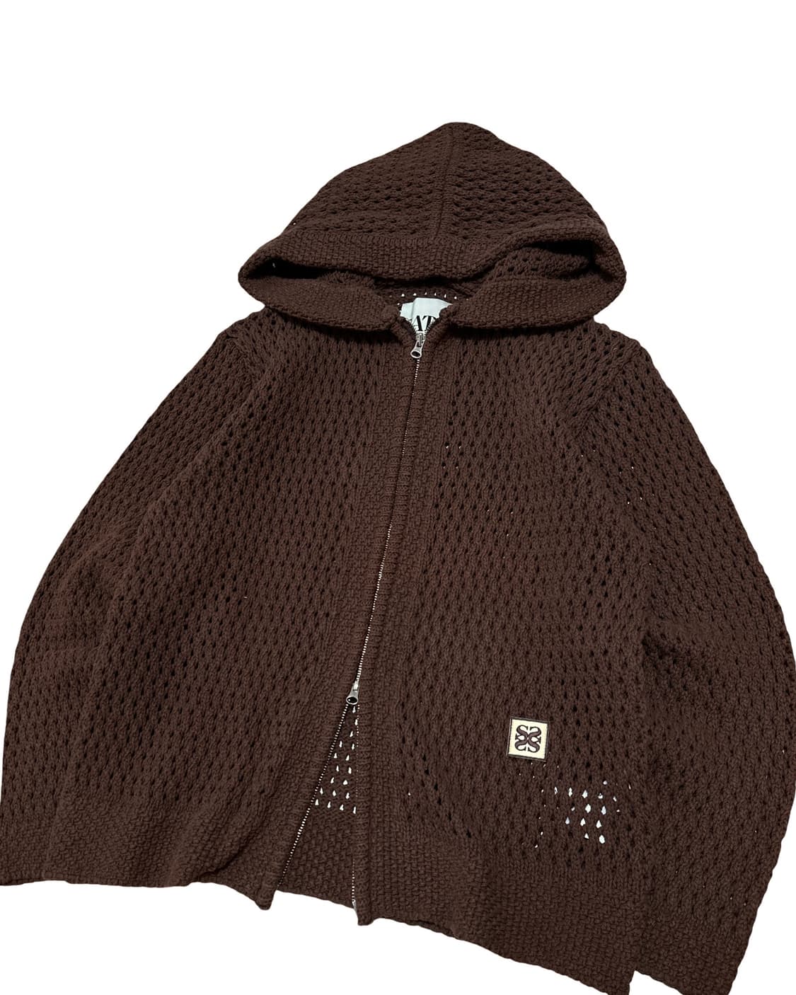 SATUR 세터 브라운 후드 니트집업 상품이미지3