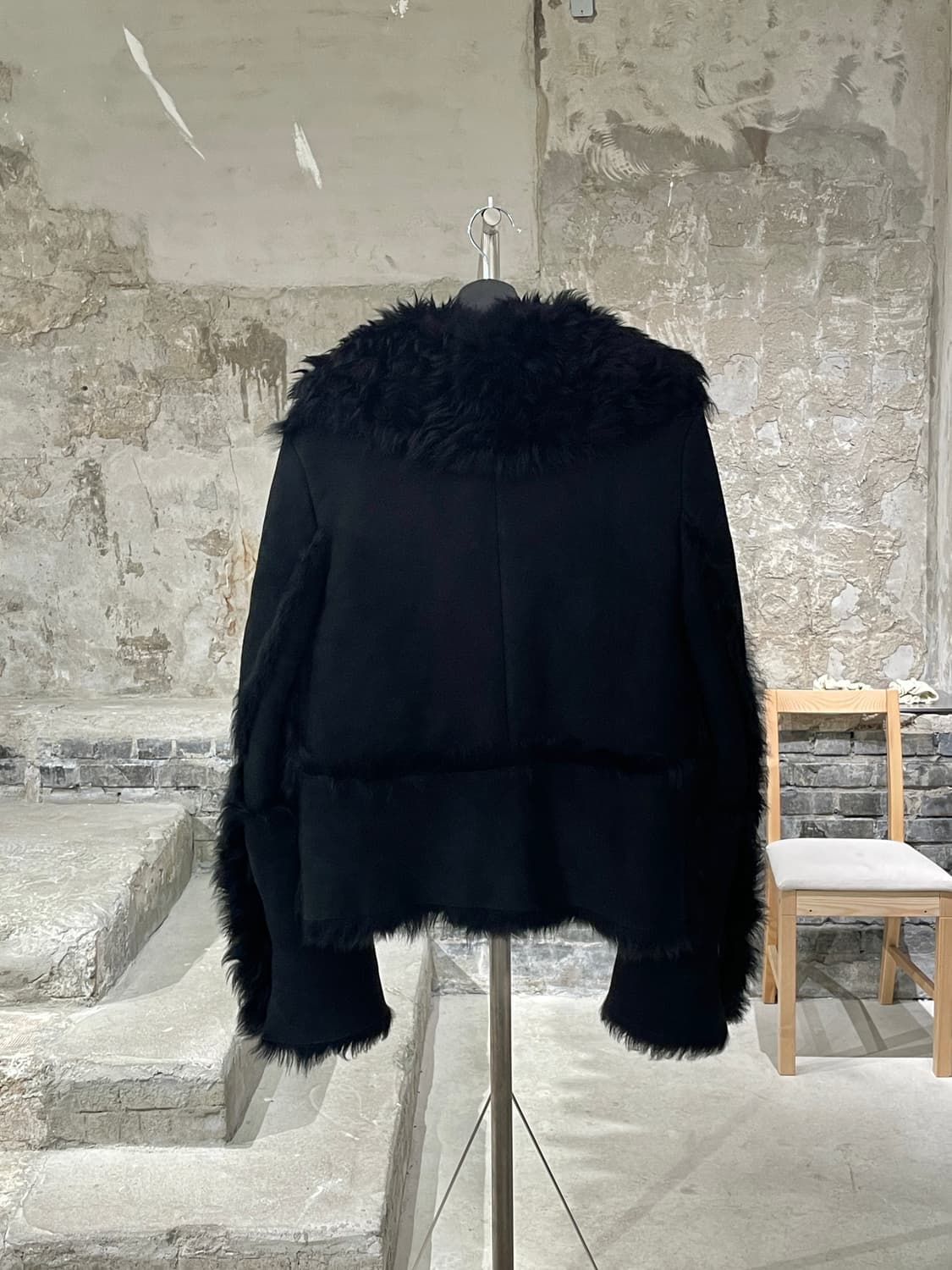 구찌 블랙 클래식 시어링 퍼 레더 무스탕 상품이미지6