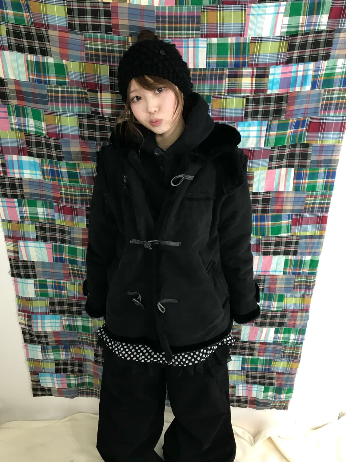 데일리 블랙 떡볶이코트 하이넥 러힙 코디세트 상품이미지1