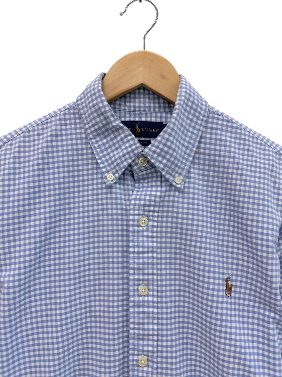 폴로 체크셔츠 화이트&스카이블루 (M,클래식핏) 상품이미지2