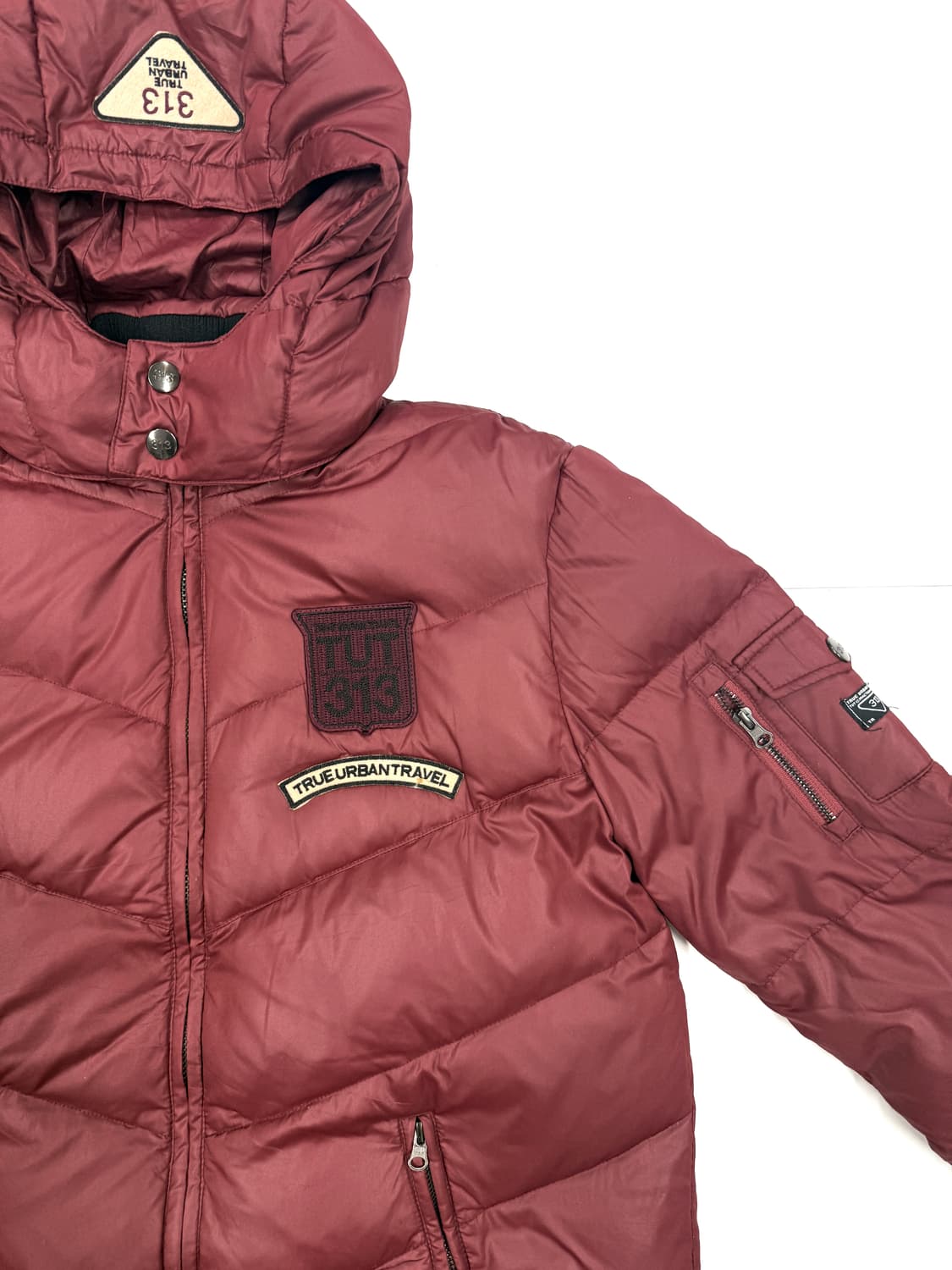 버건디 스트릿 패치 덕다운 자켓 상품이미지3
