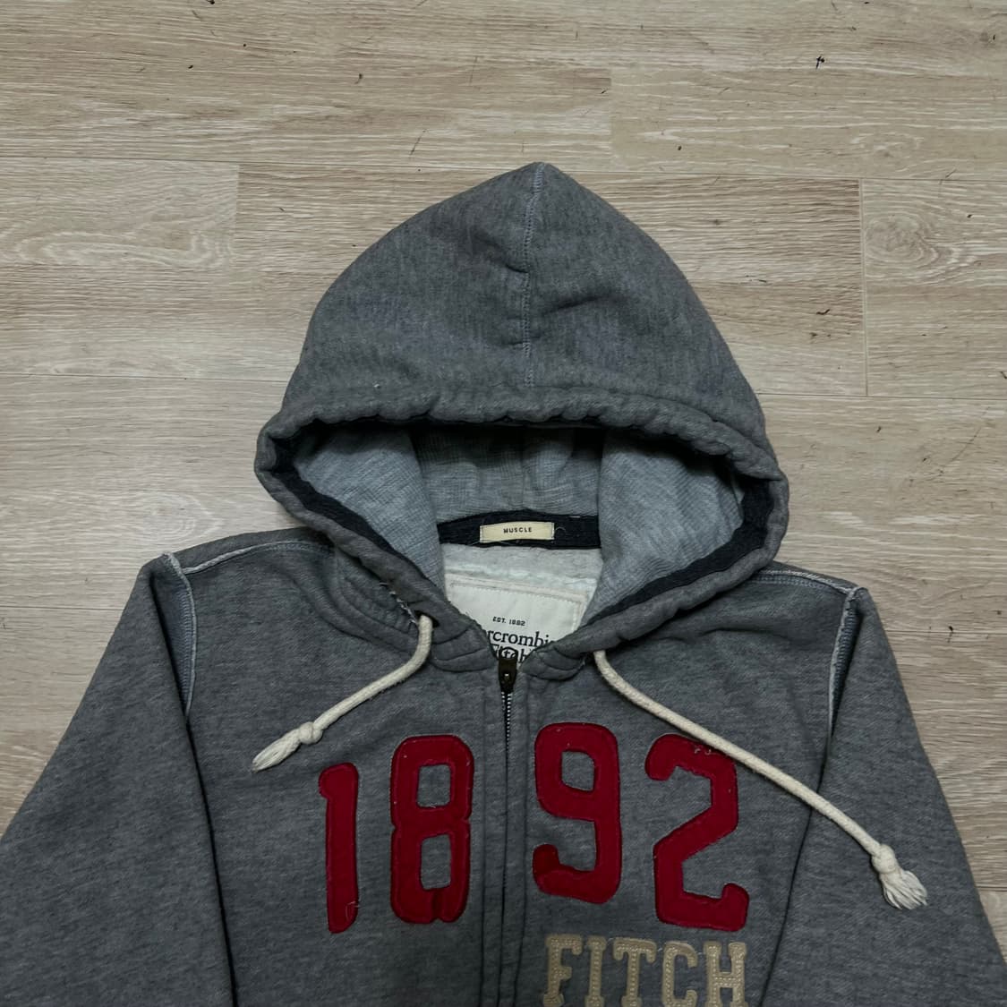 아베크롬비 앤 피치 자수 빅로고 기모 후드집업 [그레이] L/100 상품이미지2