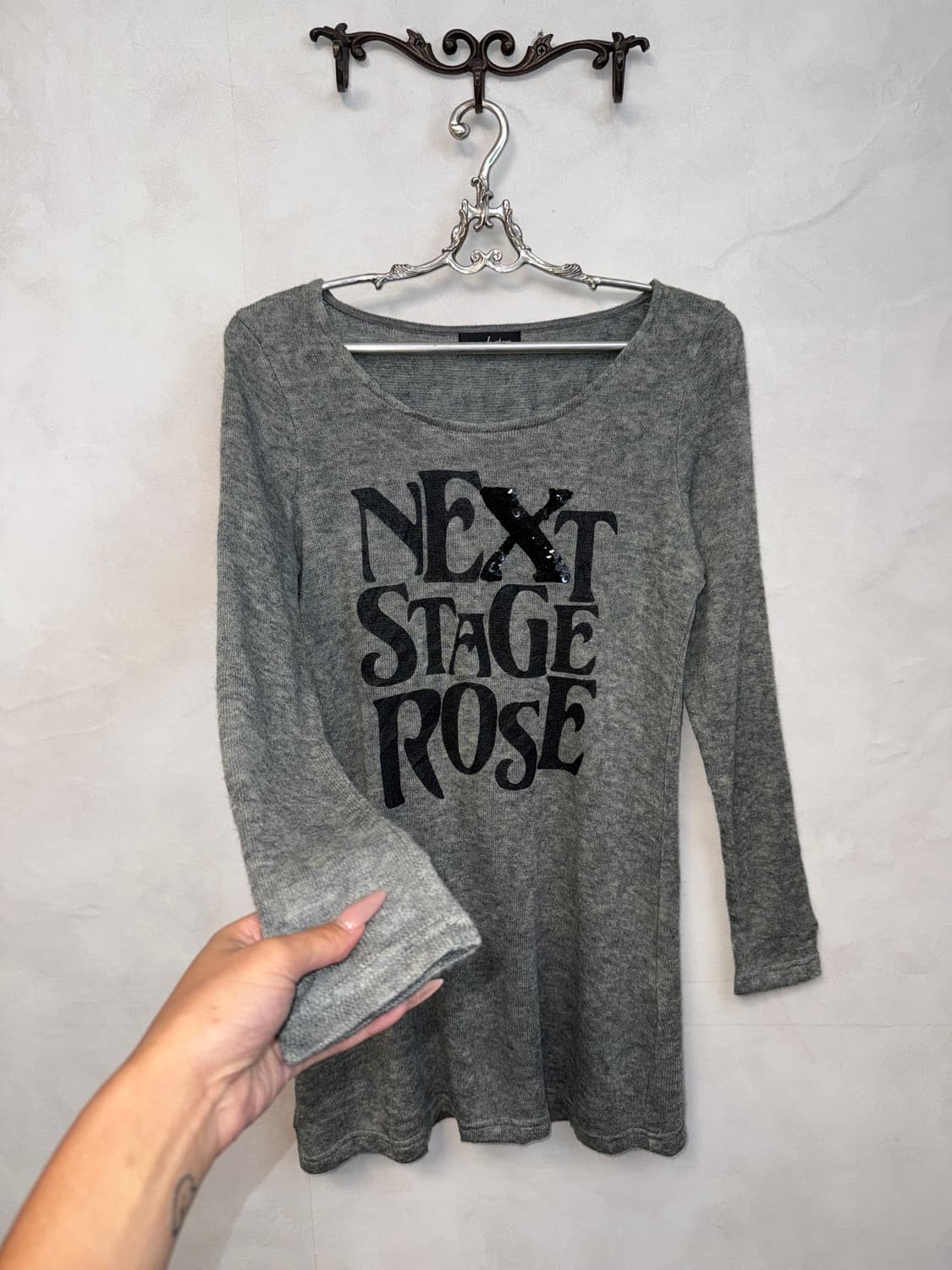 Gray lettering knit mini ops 상품이미지4