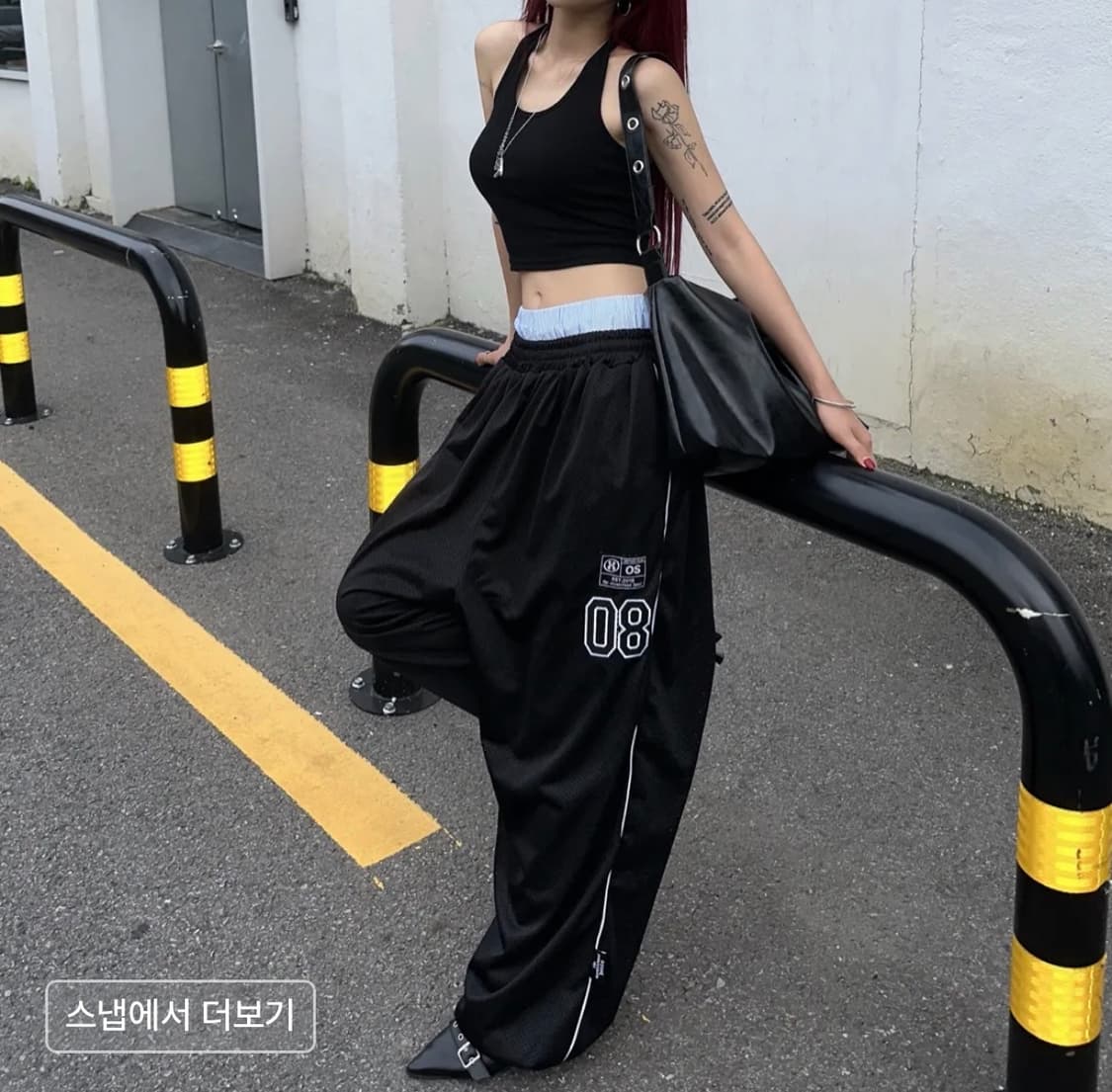 더미스테리어스호텔 패치 메쉬 팬츠 블랙 트레이닝져지트랙바지조거보이프렌드배 상품이미지10