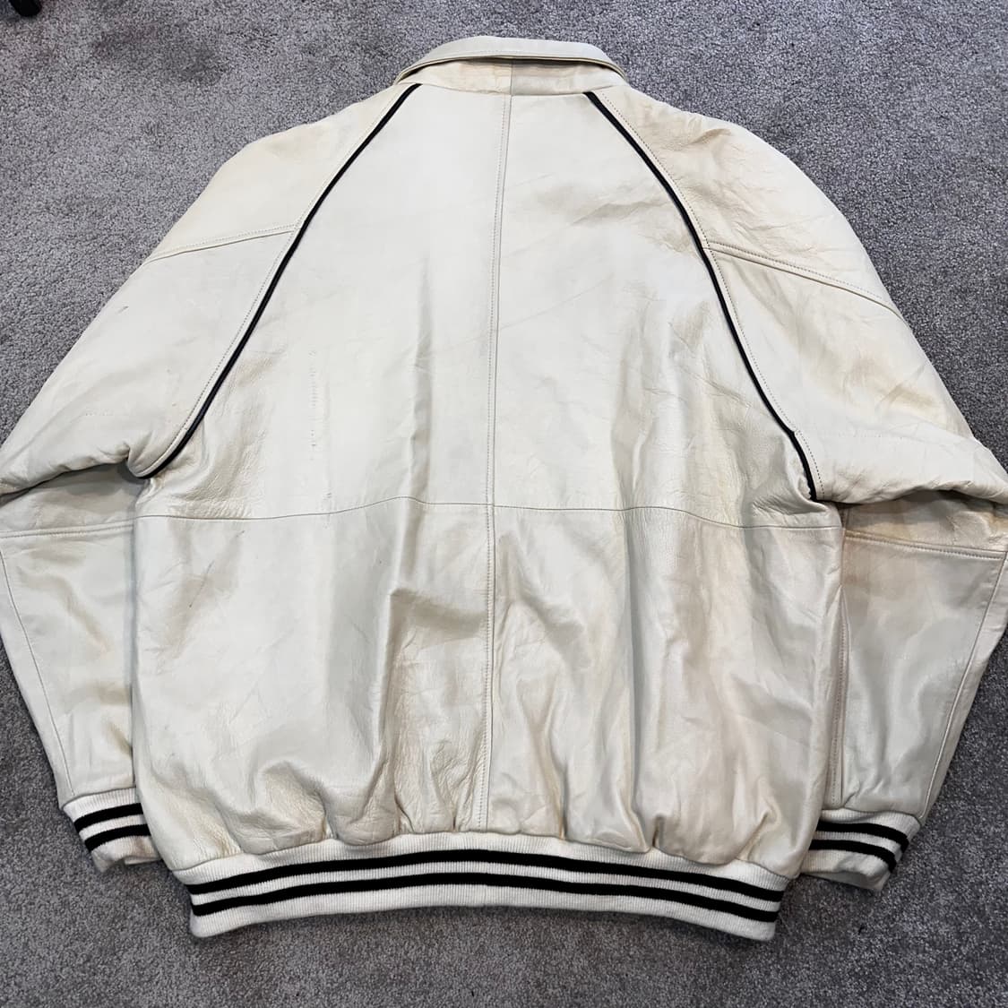 U.S.A 빈티지 크림 양가죽 봄버 항공점퍼2XL 상품이미지9