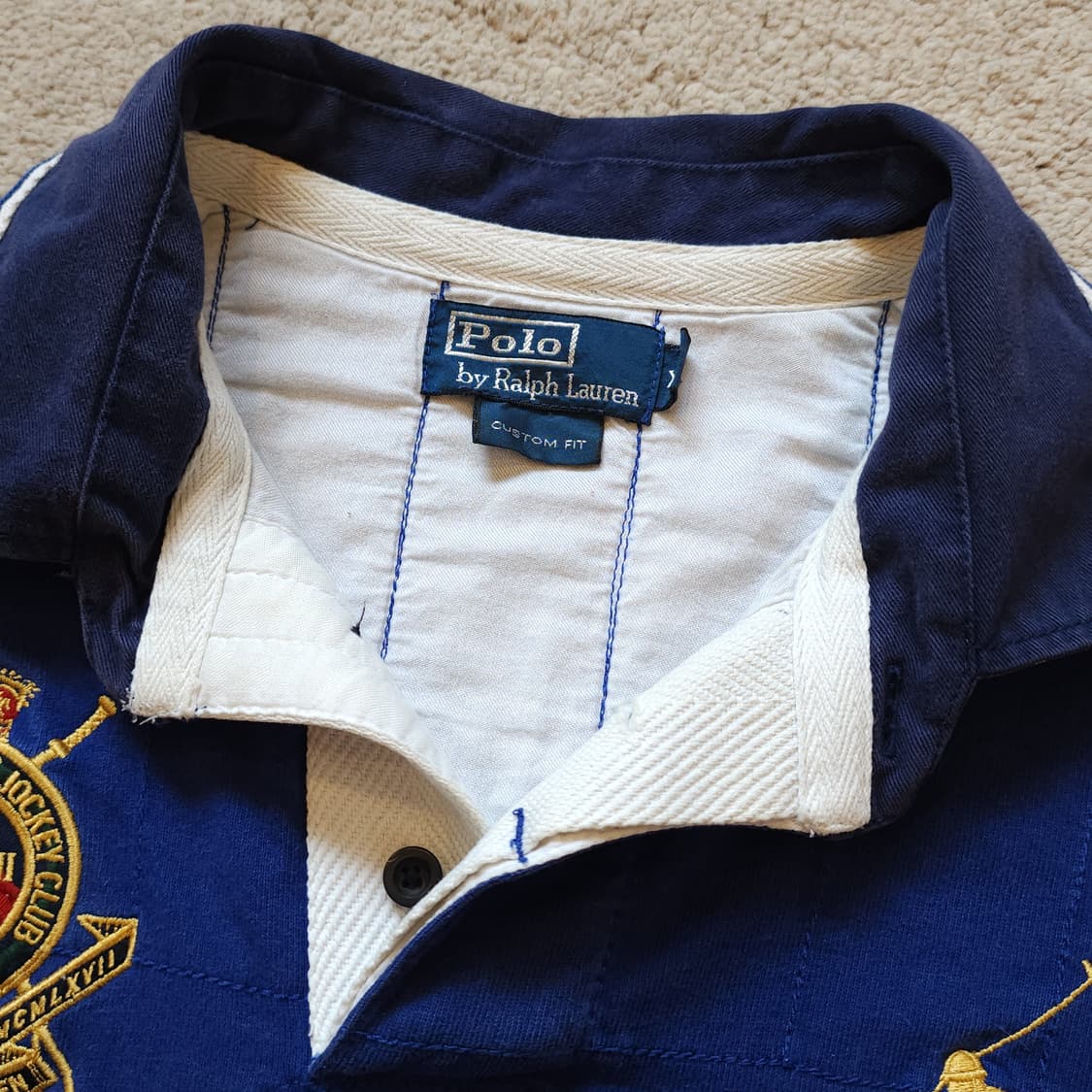 00년대 폴로 랄프로렌 블랙와치 디테일 엠브로이더리 바이커 럭비 셔츠XL 상품이미지6