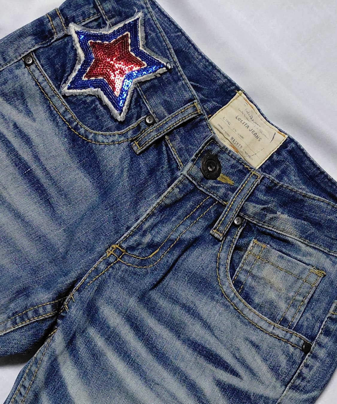[XS] 로리타 진(Lolita Jeans) 시퀸 스타 와펜 빈티지 데님 상품이미지1