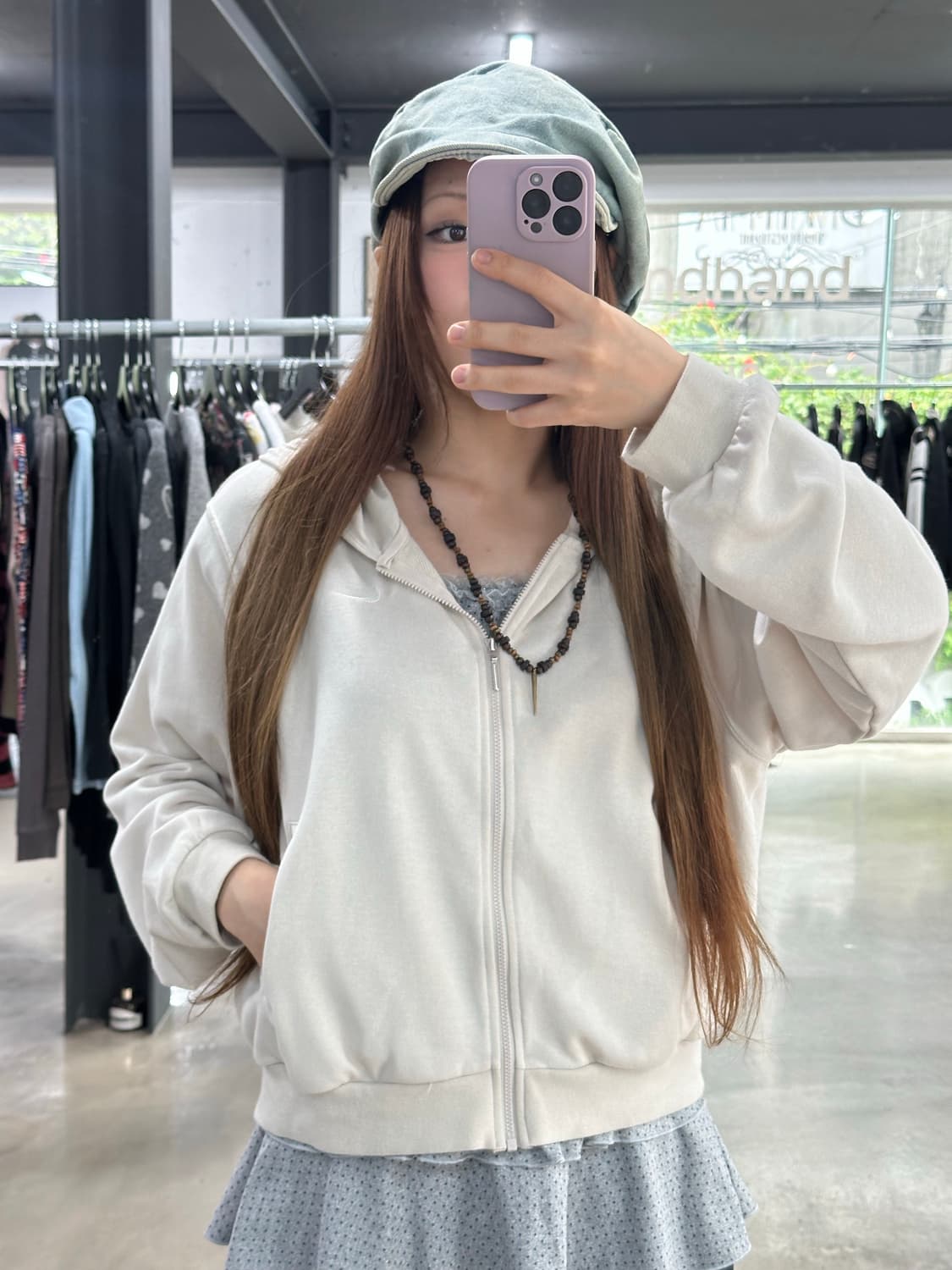 나이키 뮤트베이지 세미크롭 후드집업 상품이미지1