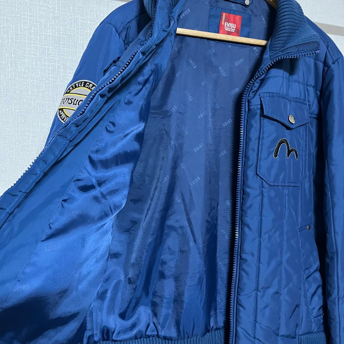 Evisu 블루 퀼팅 자켓 M 상품이미지9