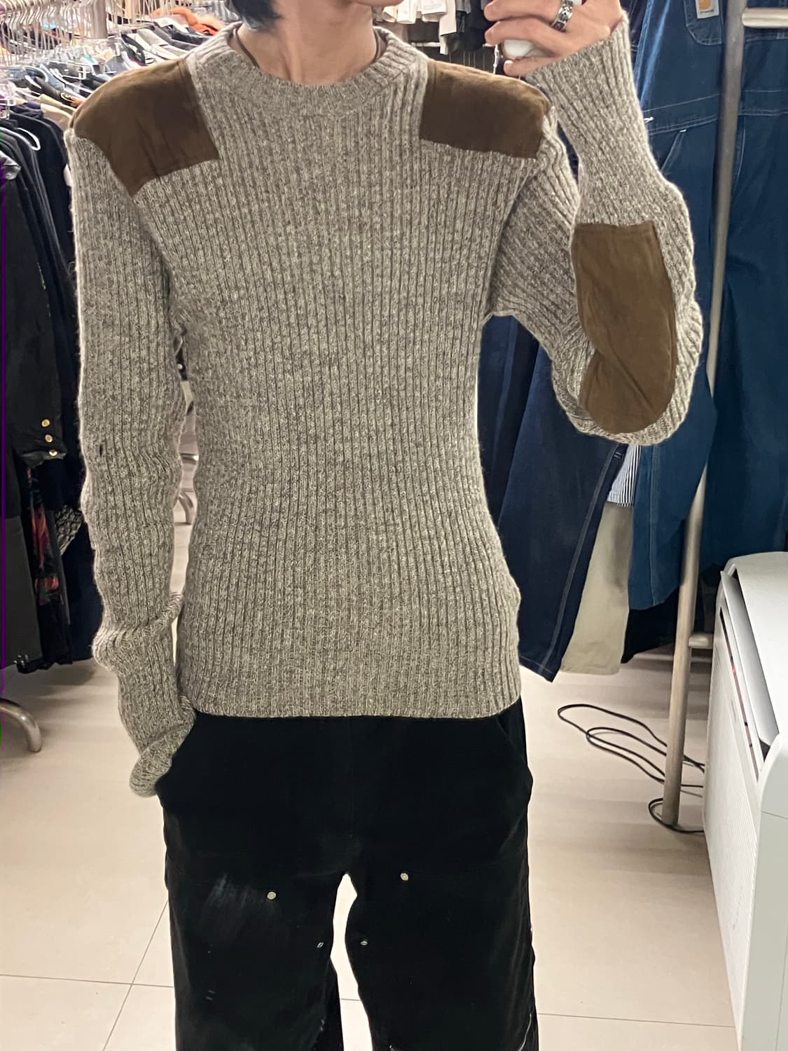 80‘s 엘엘빈 스웨이드 울 니트 XL 상품이미지5