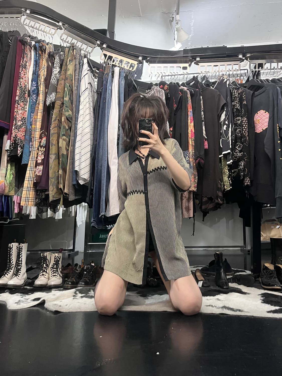 스트라이프 자수 셔츠 상품이미지1